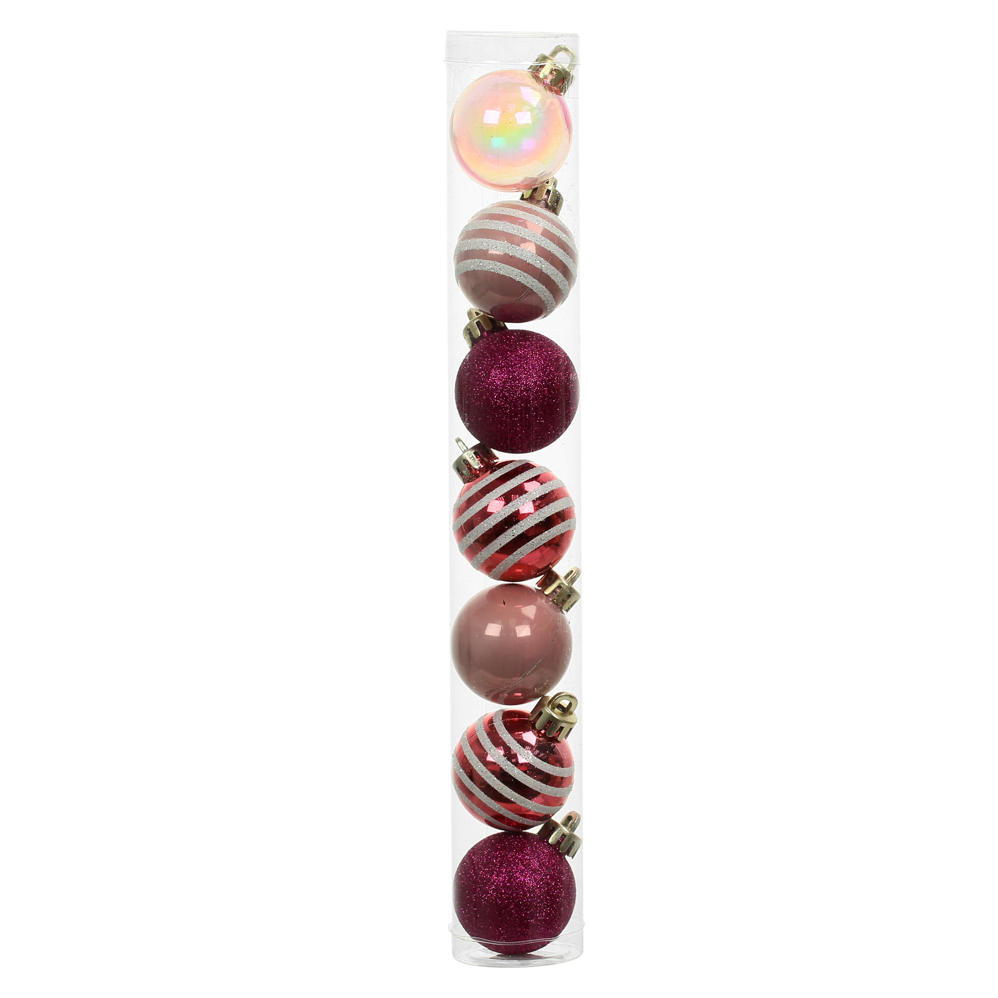 7 Pack 1.5&#x22; Pink Striped Shatterproof Ball Ornaments by Ashland&#xAE;
