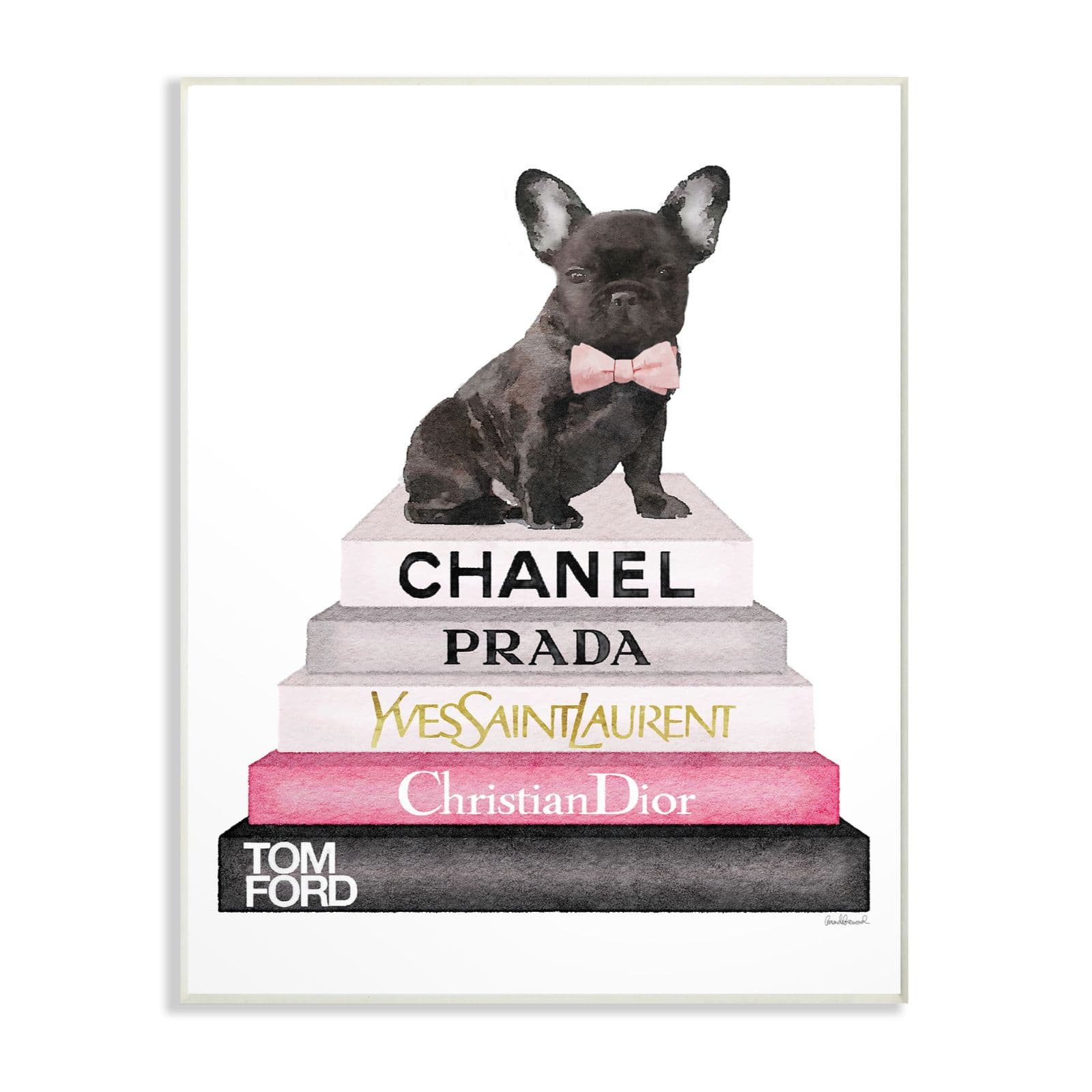  Stupell Industries Dashing French Bulldog and Iconic Fashion  Bookstack Wall Art, 10 x 15, White : Home & Kitchen