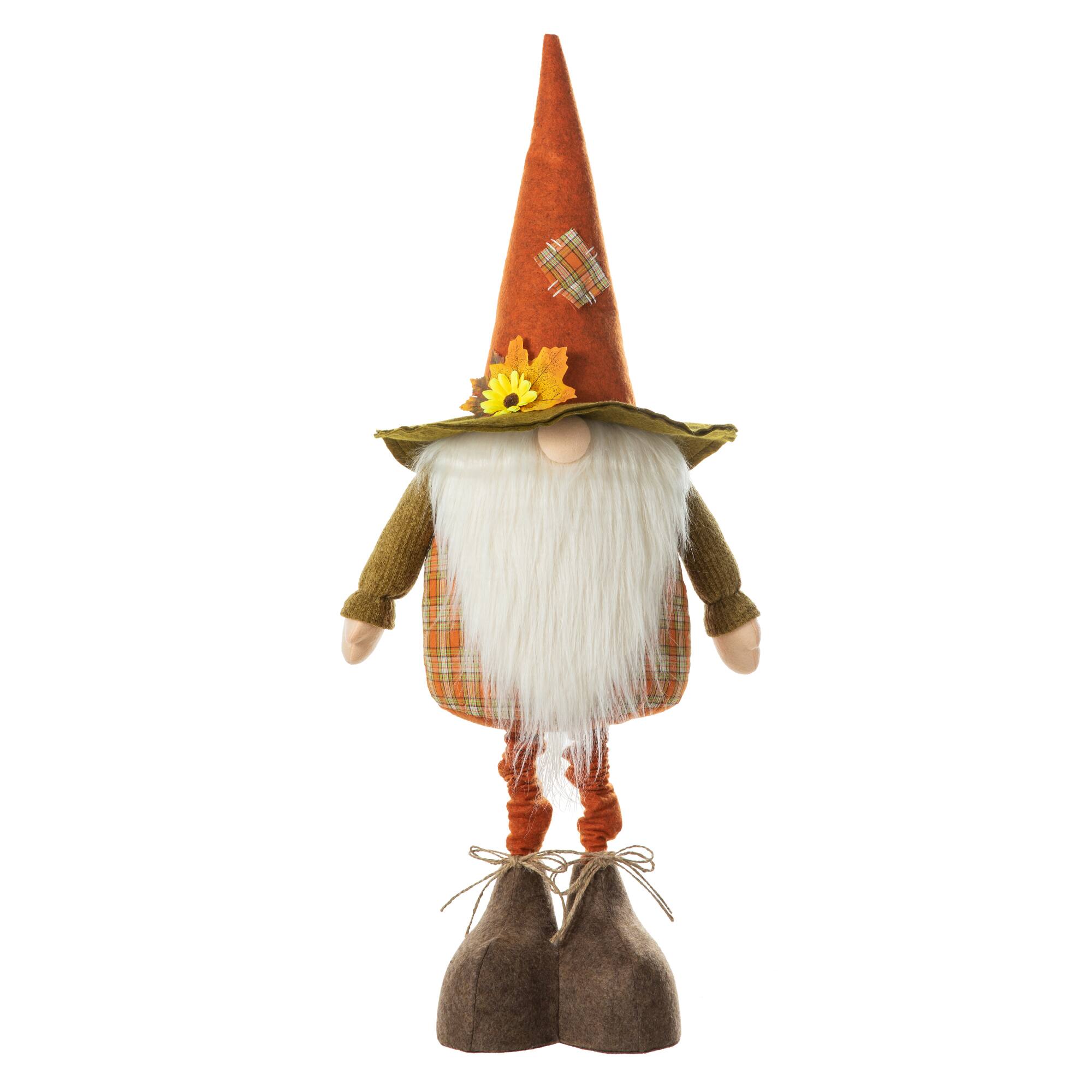 Glitzhome 39inH/27inH Telescoped Fabric Fall Gnome Standing Figurine Home good Decor