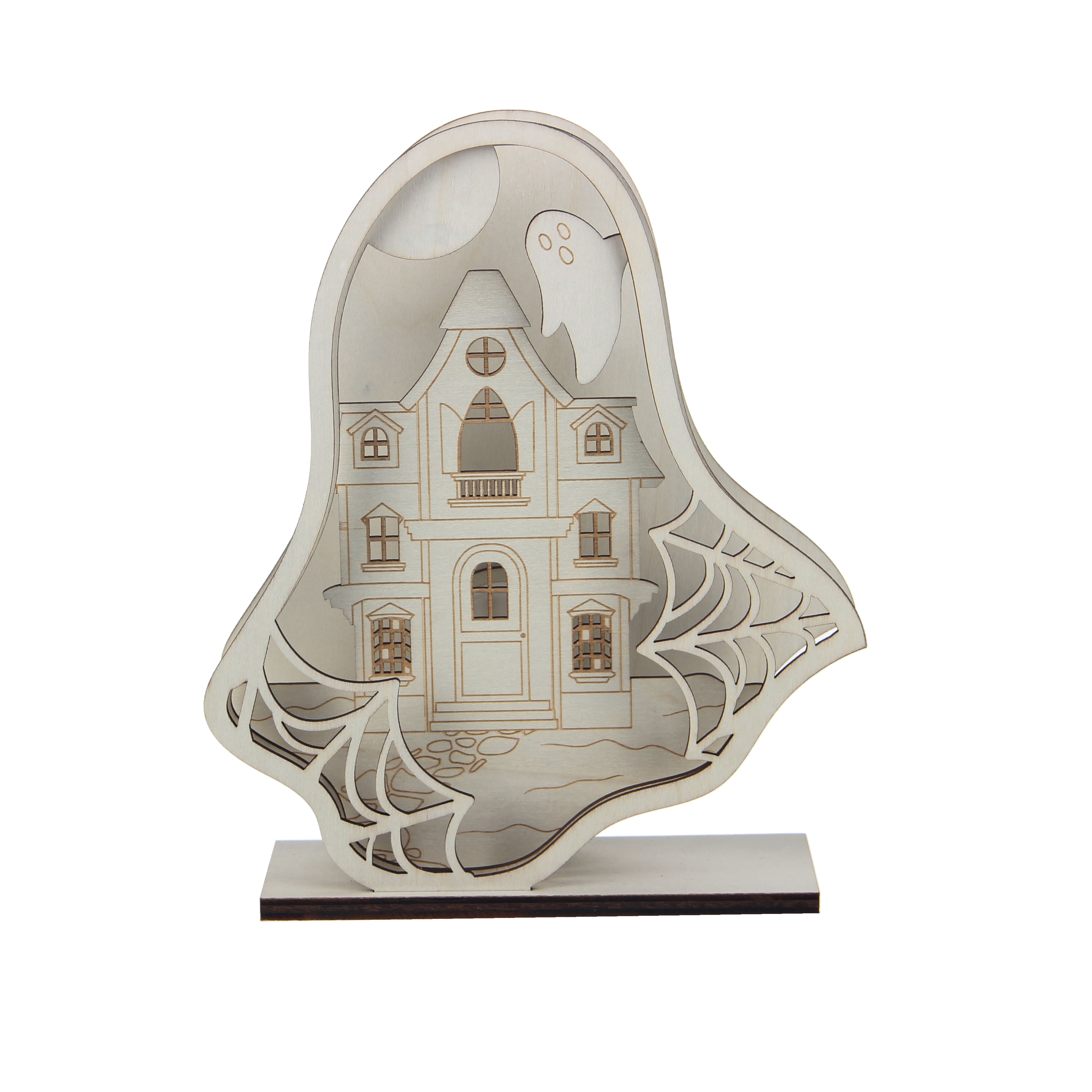 8.25&#x22; Layered Ghost DIY LED Plywood D&#xE9;cor by Make Market&#xAE;