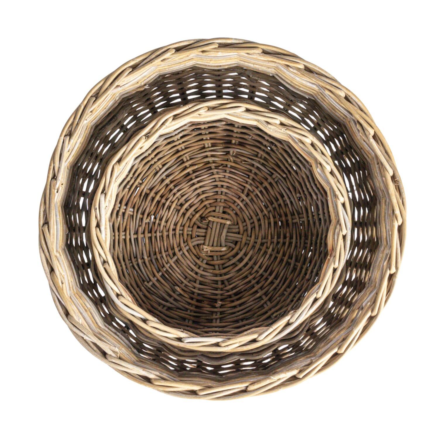 Hello Honey® Gray Round Handwoven Rattan Planter Set