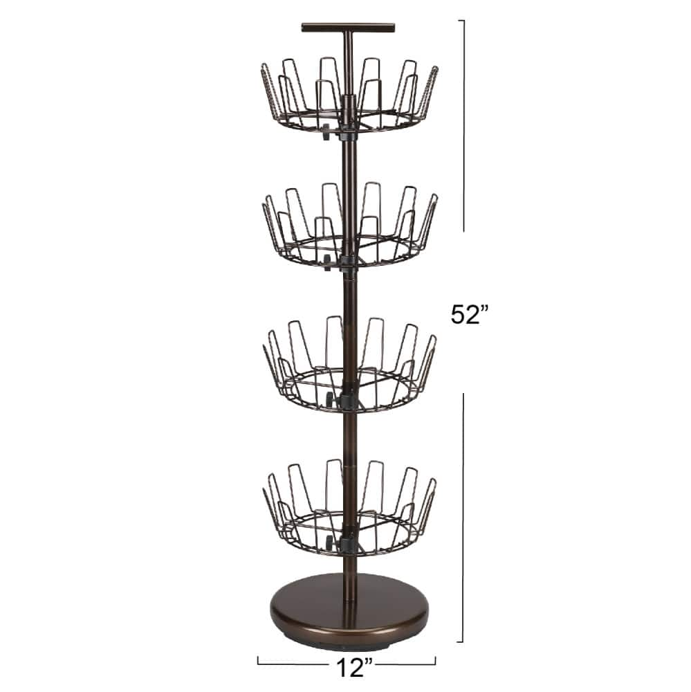 Household Essentials Brown 4-Tier Revolving Shoe Tree