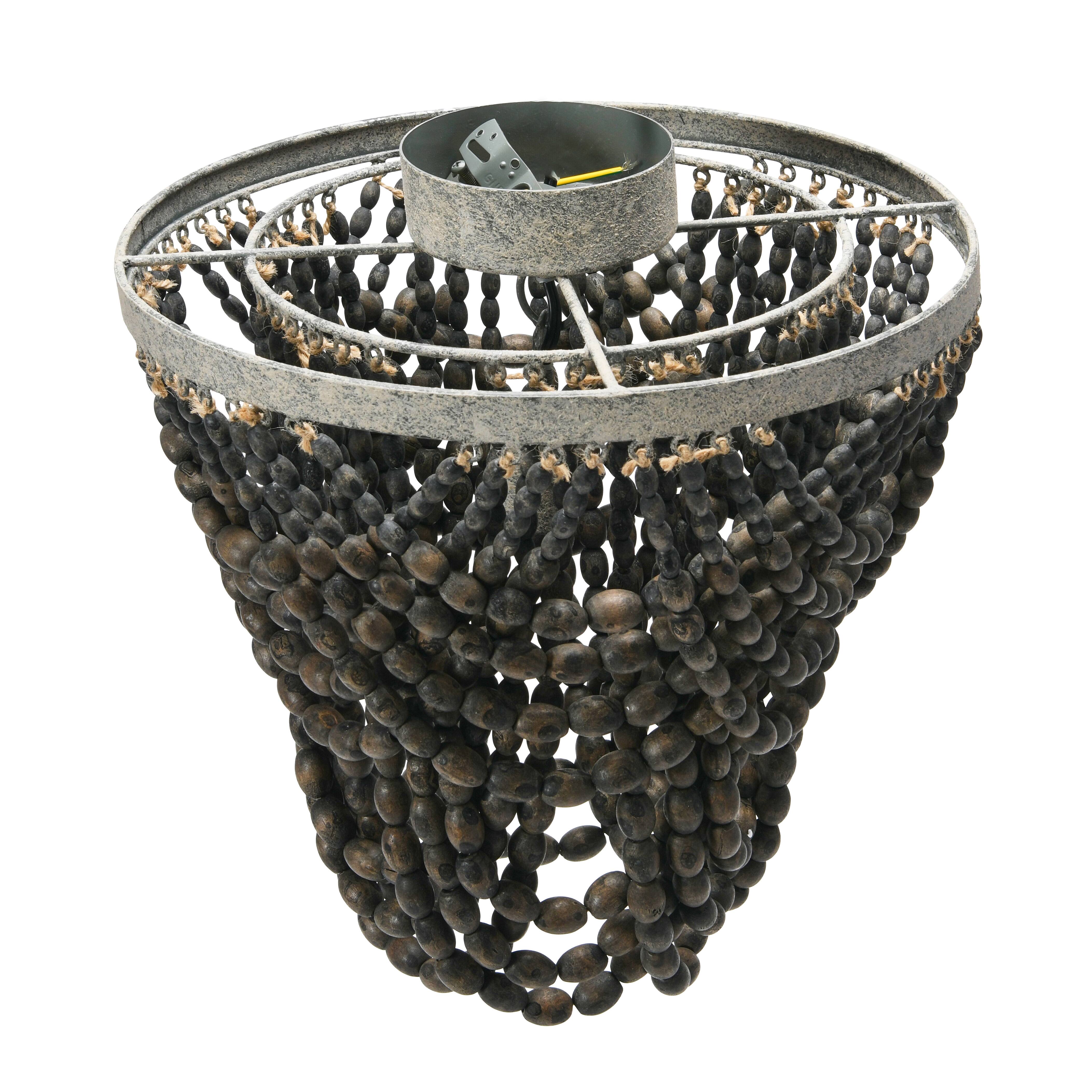 Hello Honey® 2-Tier Draped Wood Bead Semi-Flush Mount Ceiling Light