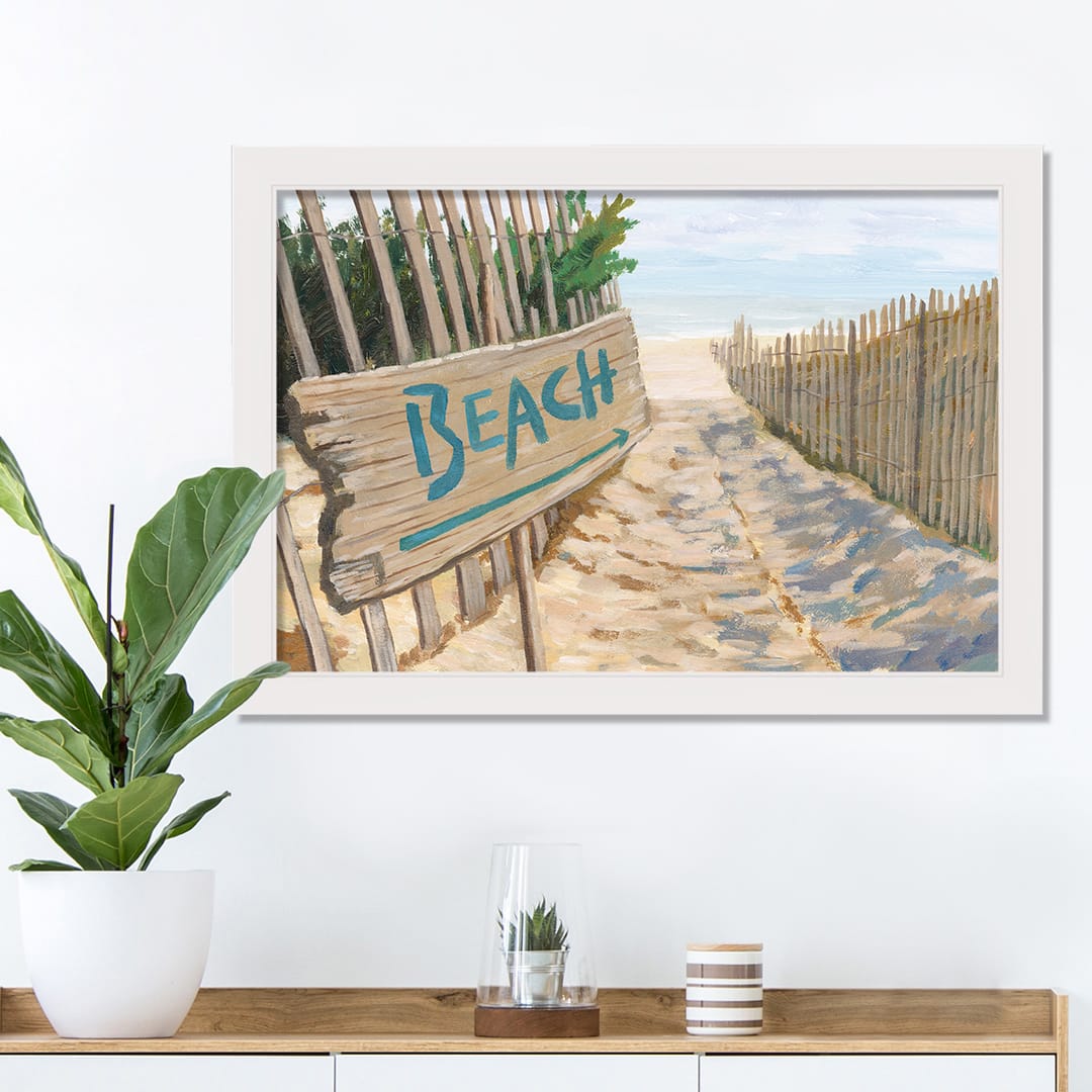 Beach This Way White Framed Print