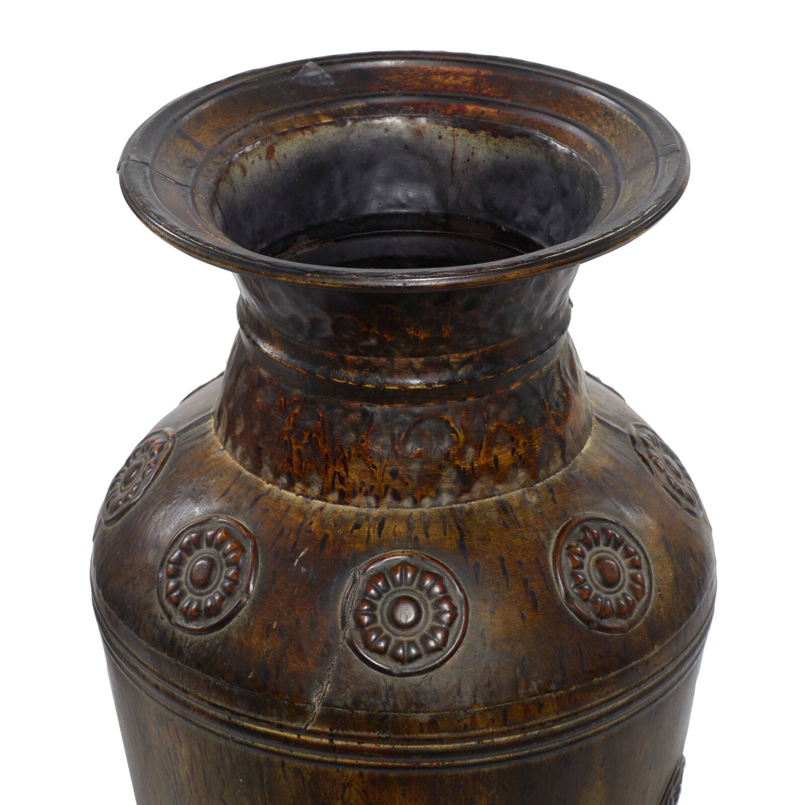 Set of 2 Brown Metal Rustic Vase, 29&#x22;, 22&#x22;