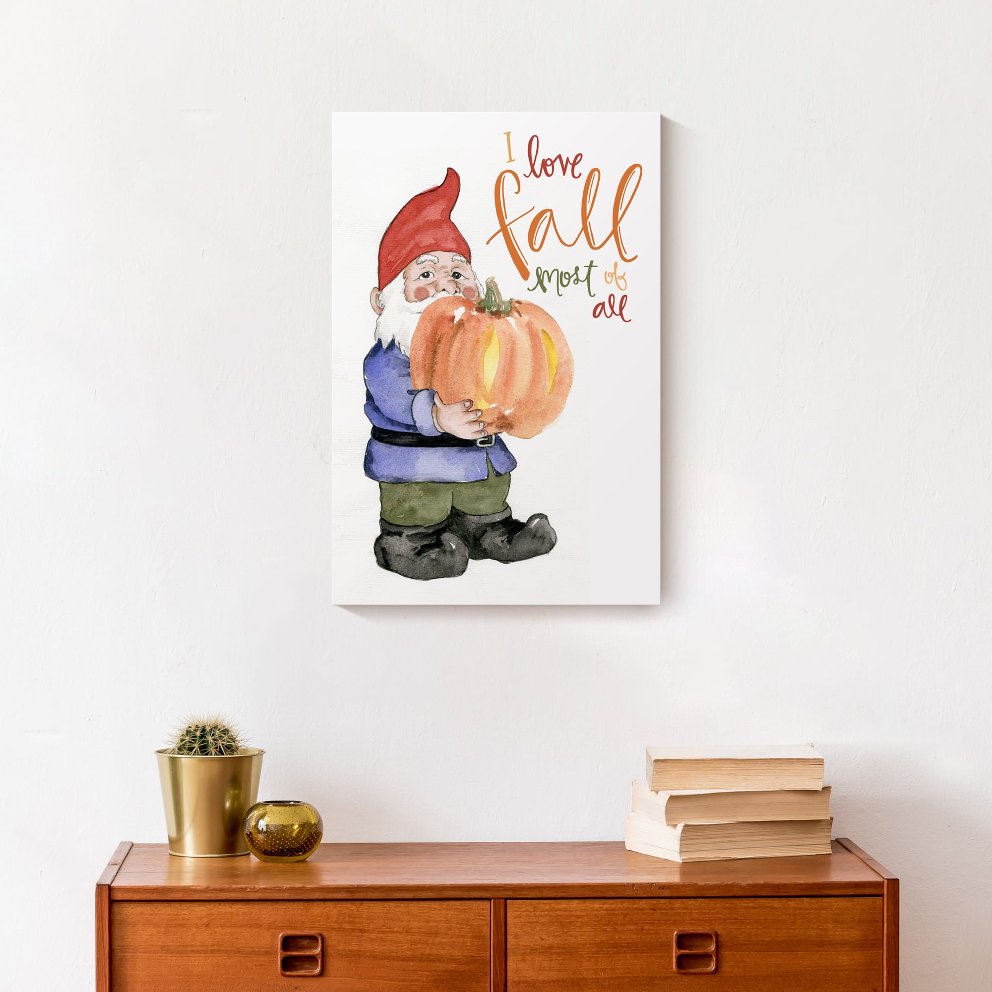 Love Fall Gnome Canvas Wall Art