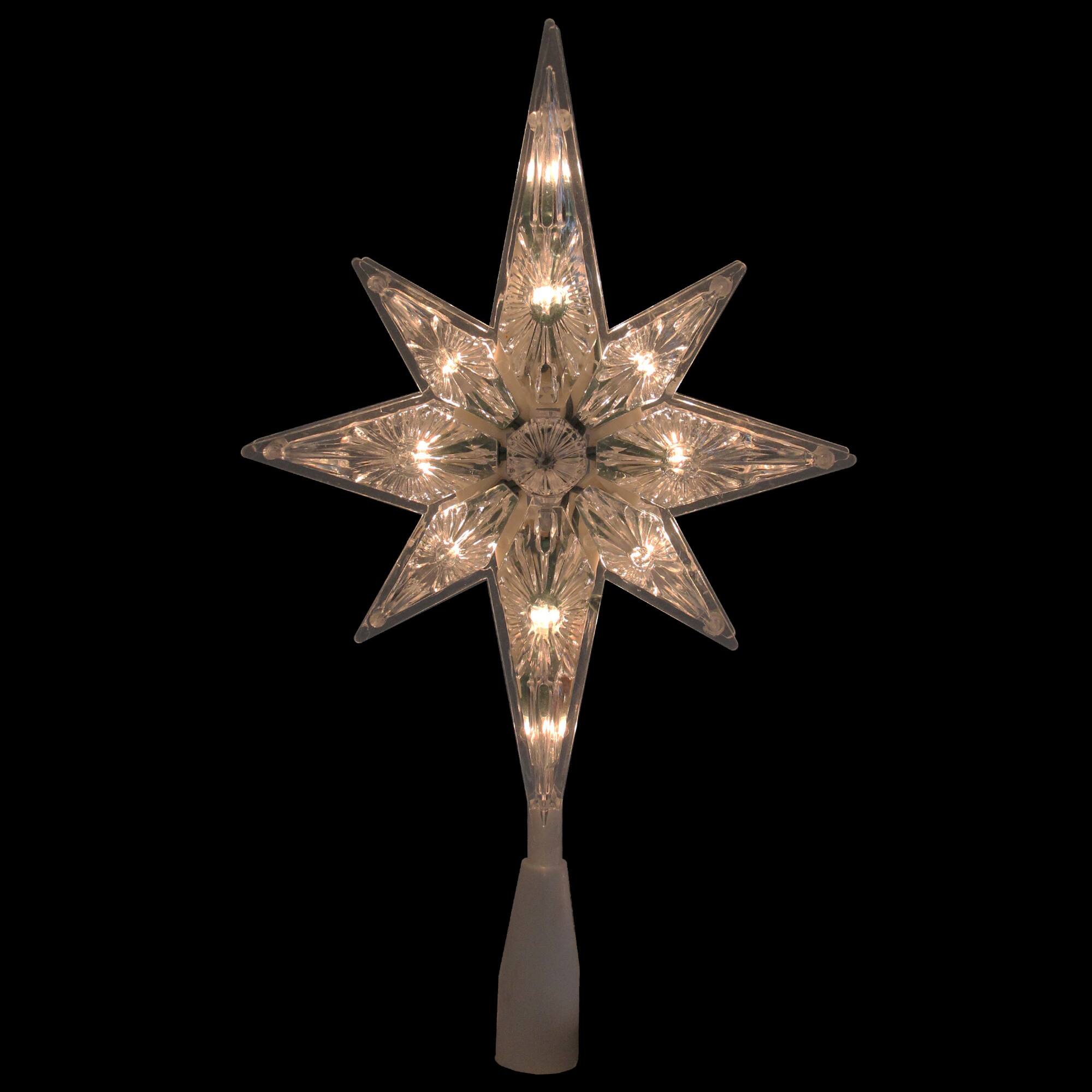 10" White Lighted Faceted Star of Bethlehem Tree Topper