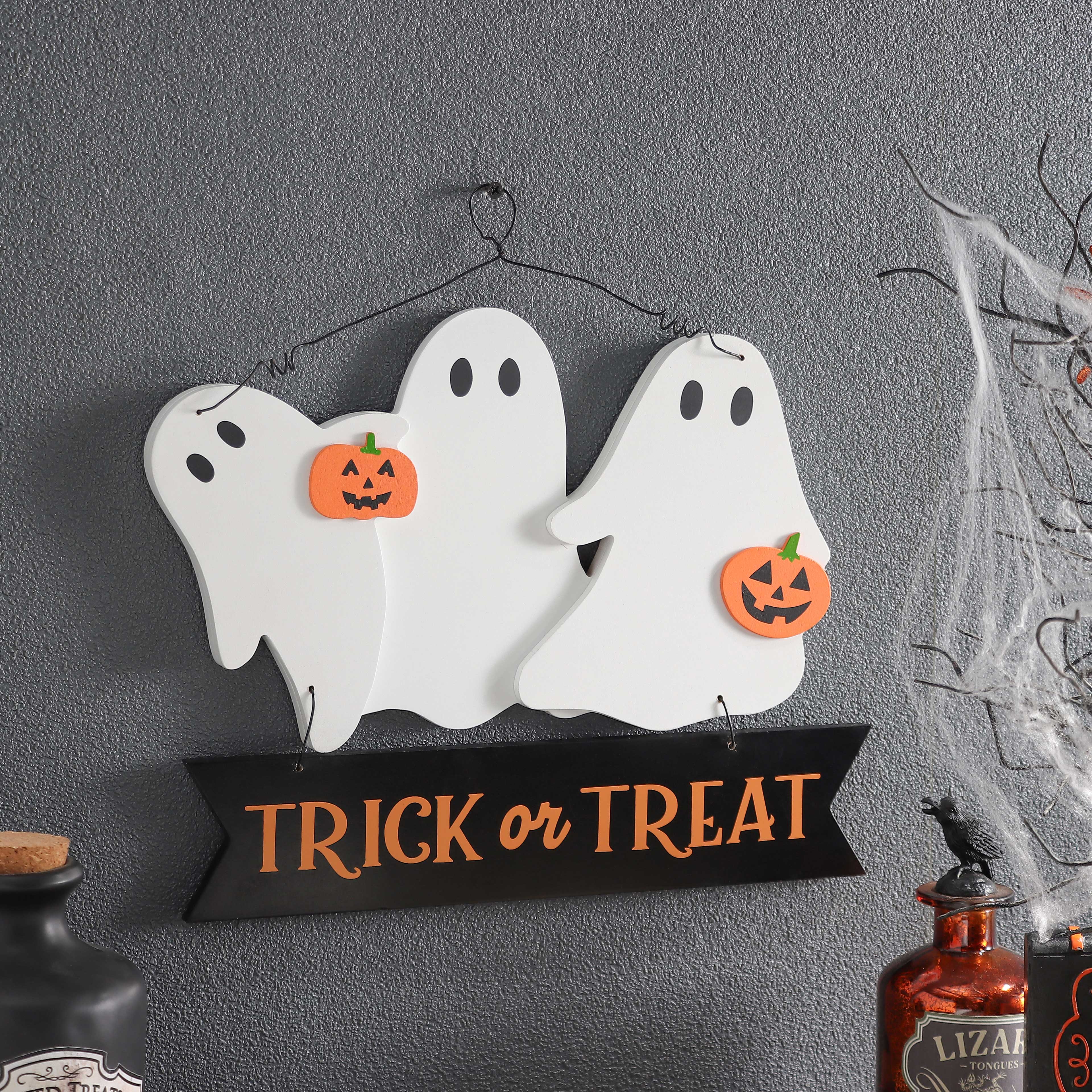 13&#x22; Hanging Ghosts Trick-or-Treat Sign by Ashland&#xAE;