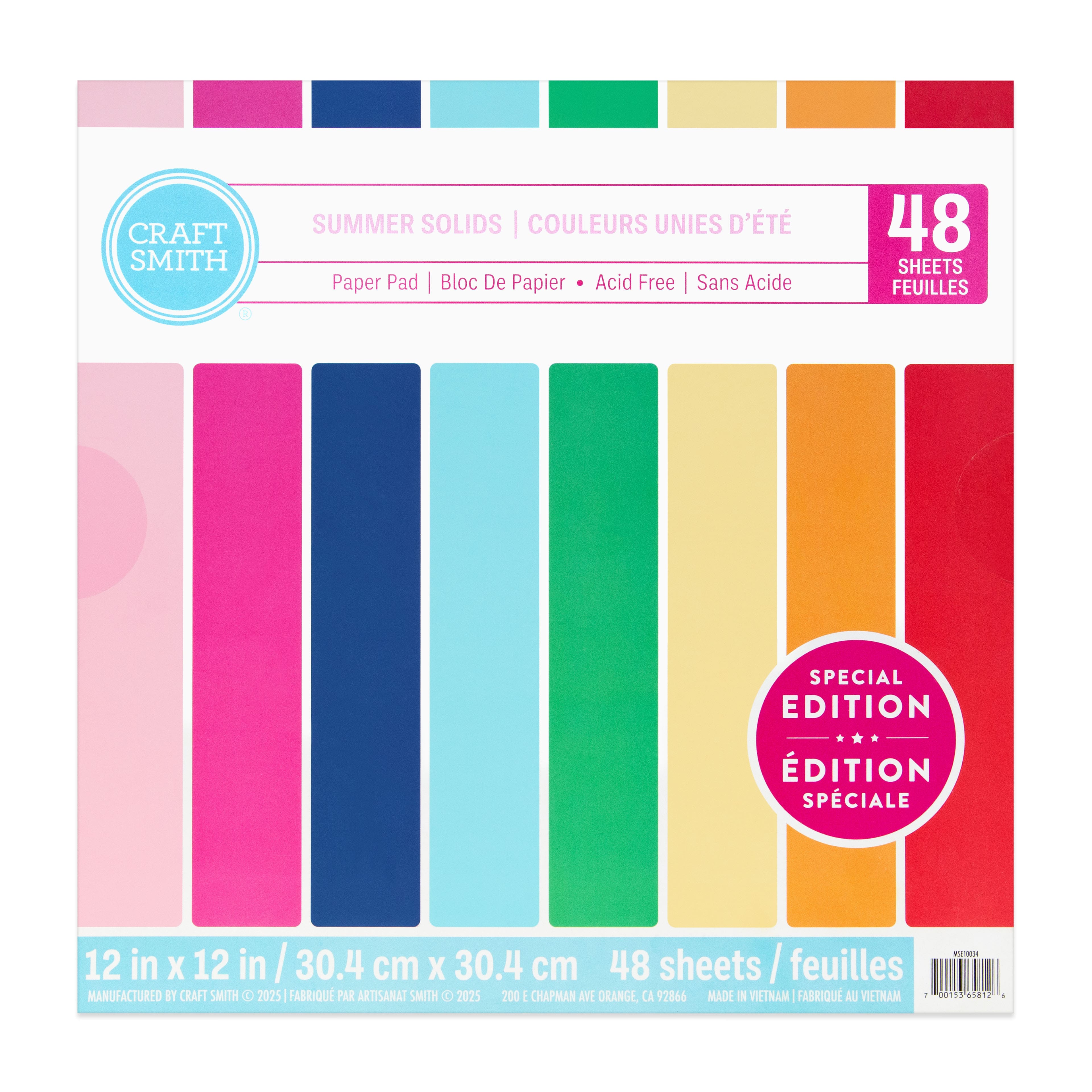 Craft Smith 12&#x22; x 12&#x22; Summer Solids Paper Pad