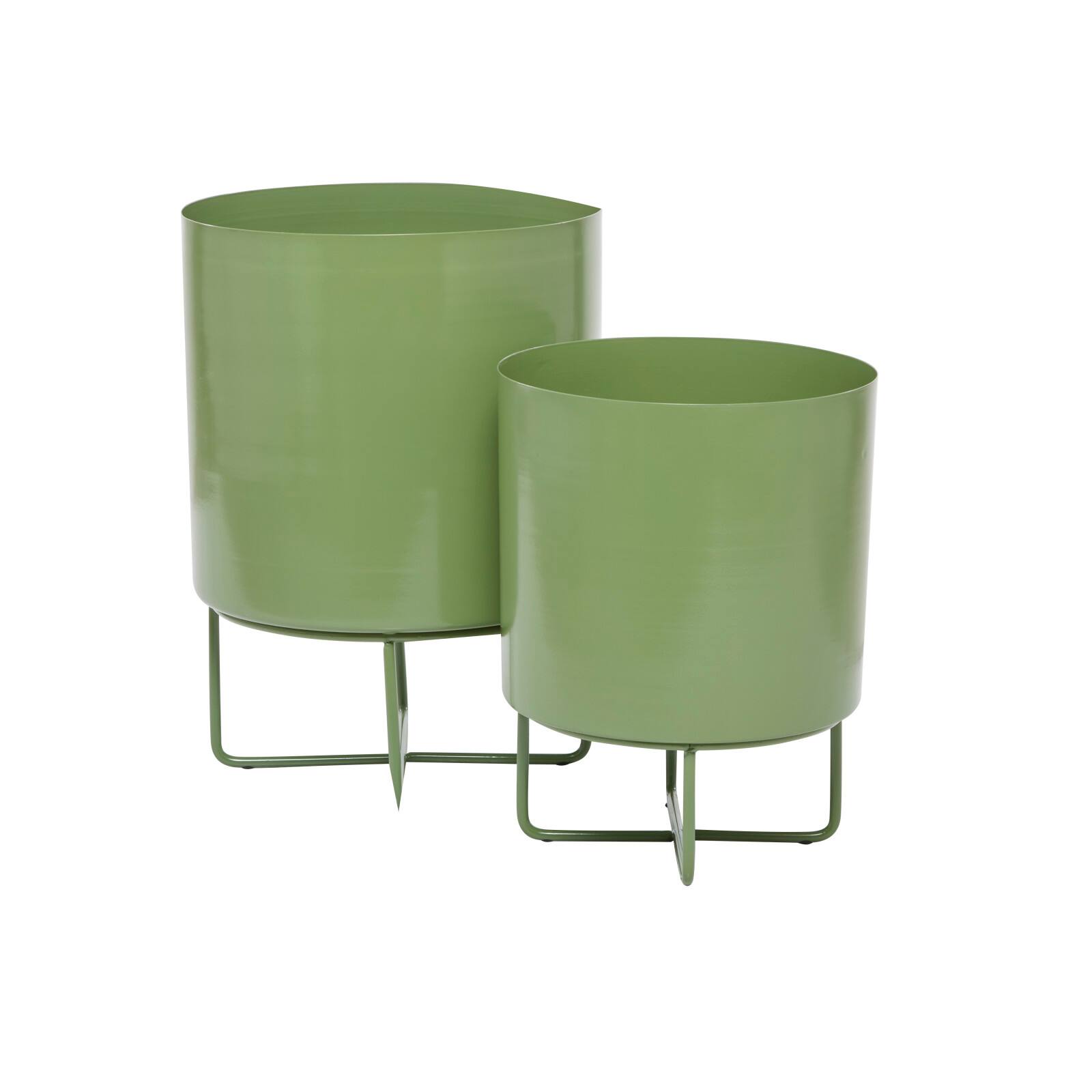 Green Modern Planter, Set of 2&#x22; 16&#x22;, 13&#x22;