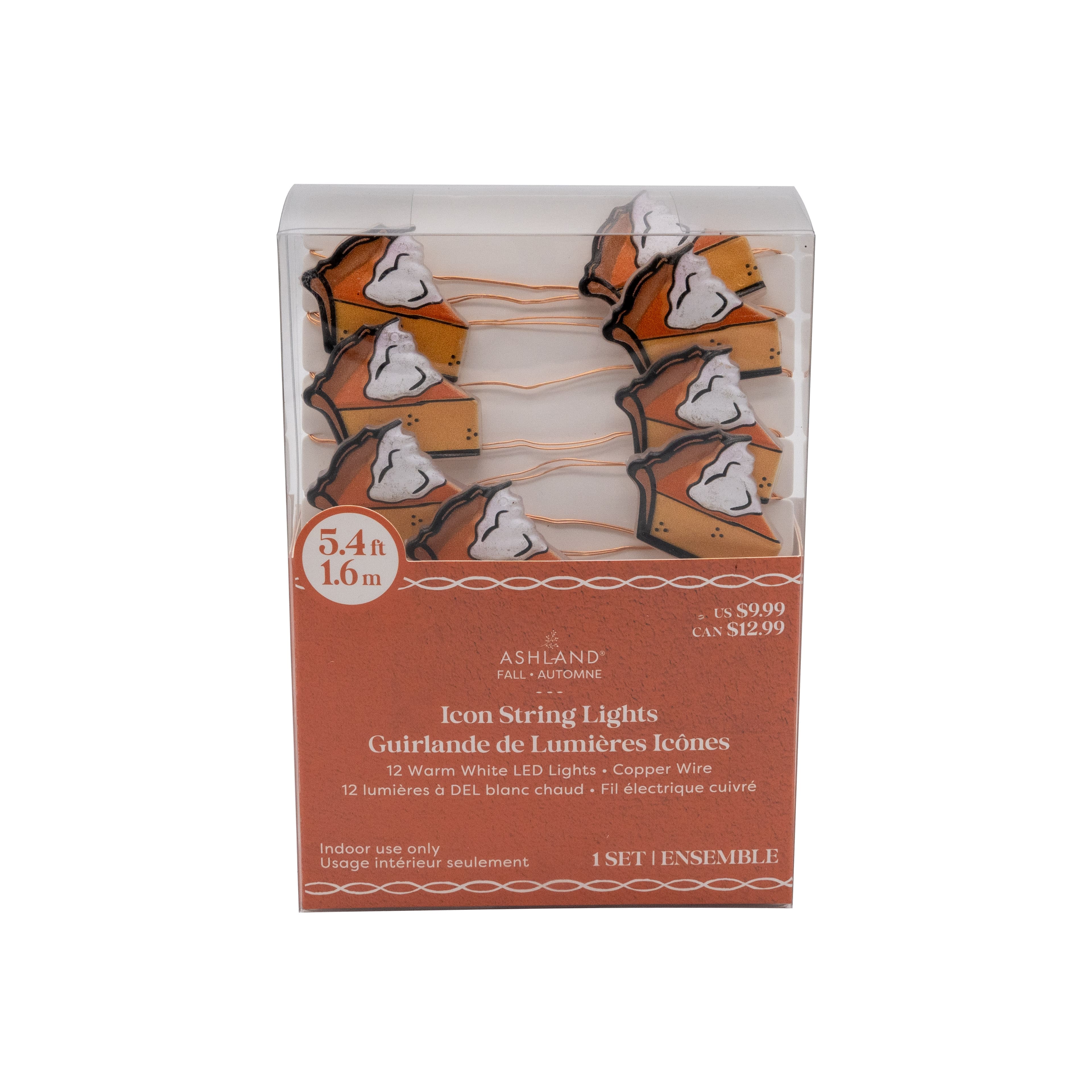12ct. Warm White LED Pumpkin Pie Icon String Lights by Ashland®
