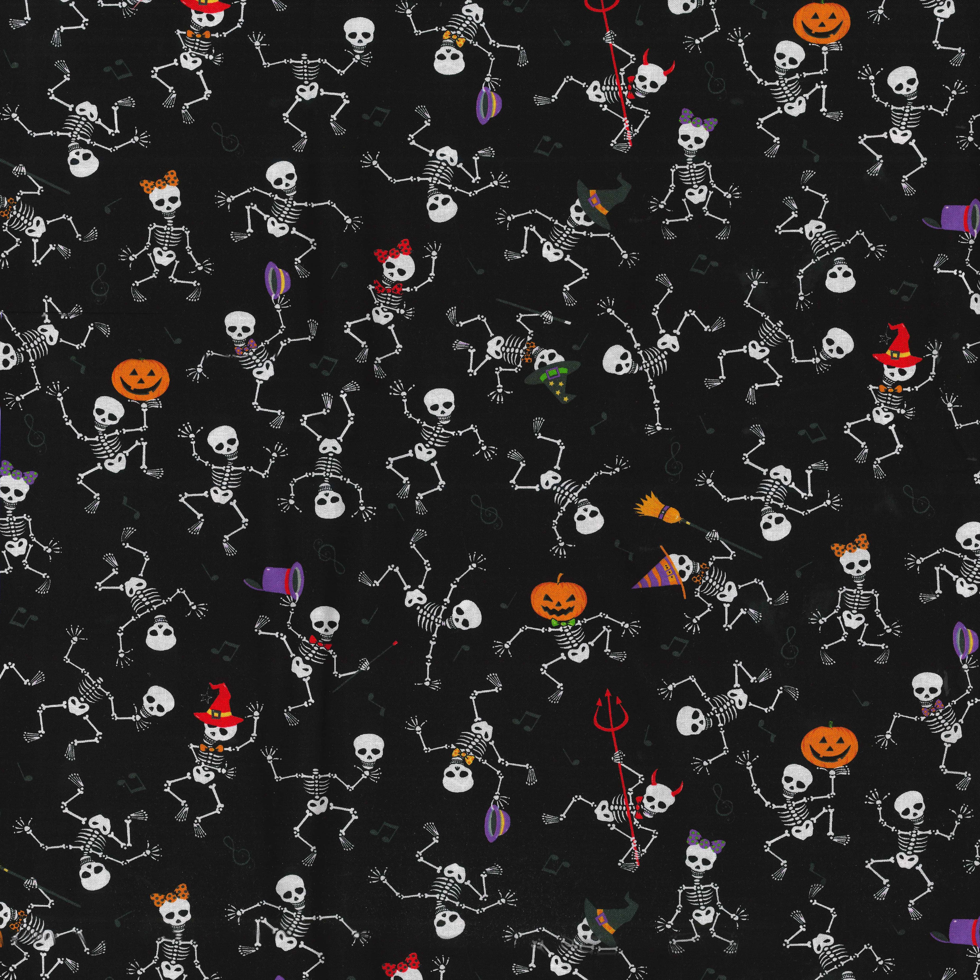 Fabric Traditions Dancing Skeleton Cotton Fabric