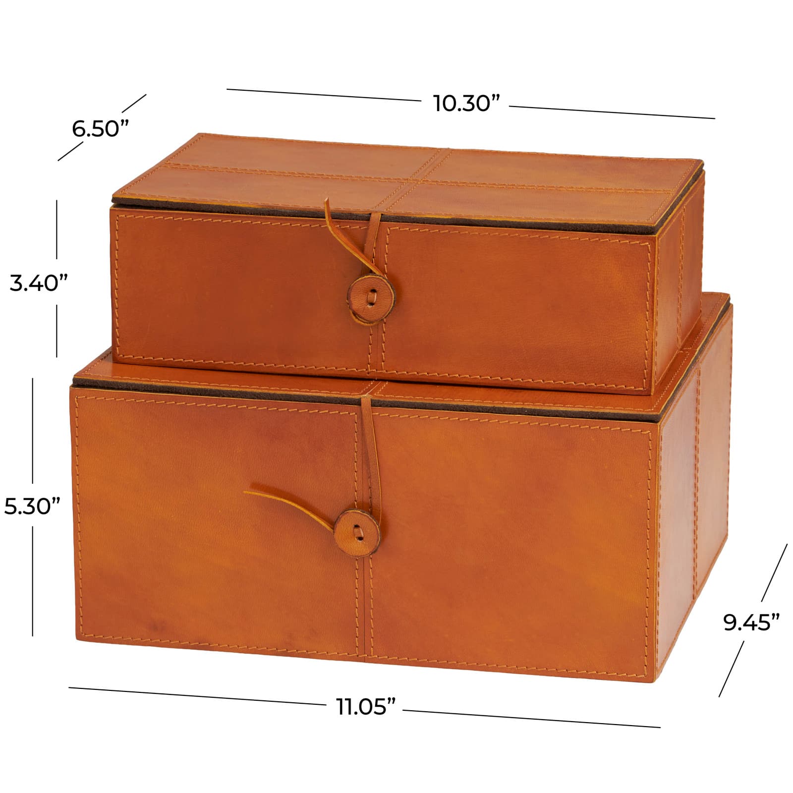 Leather Storage Box with Leather Loop Closure Set