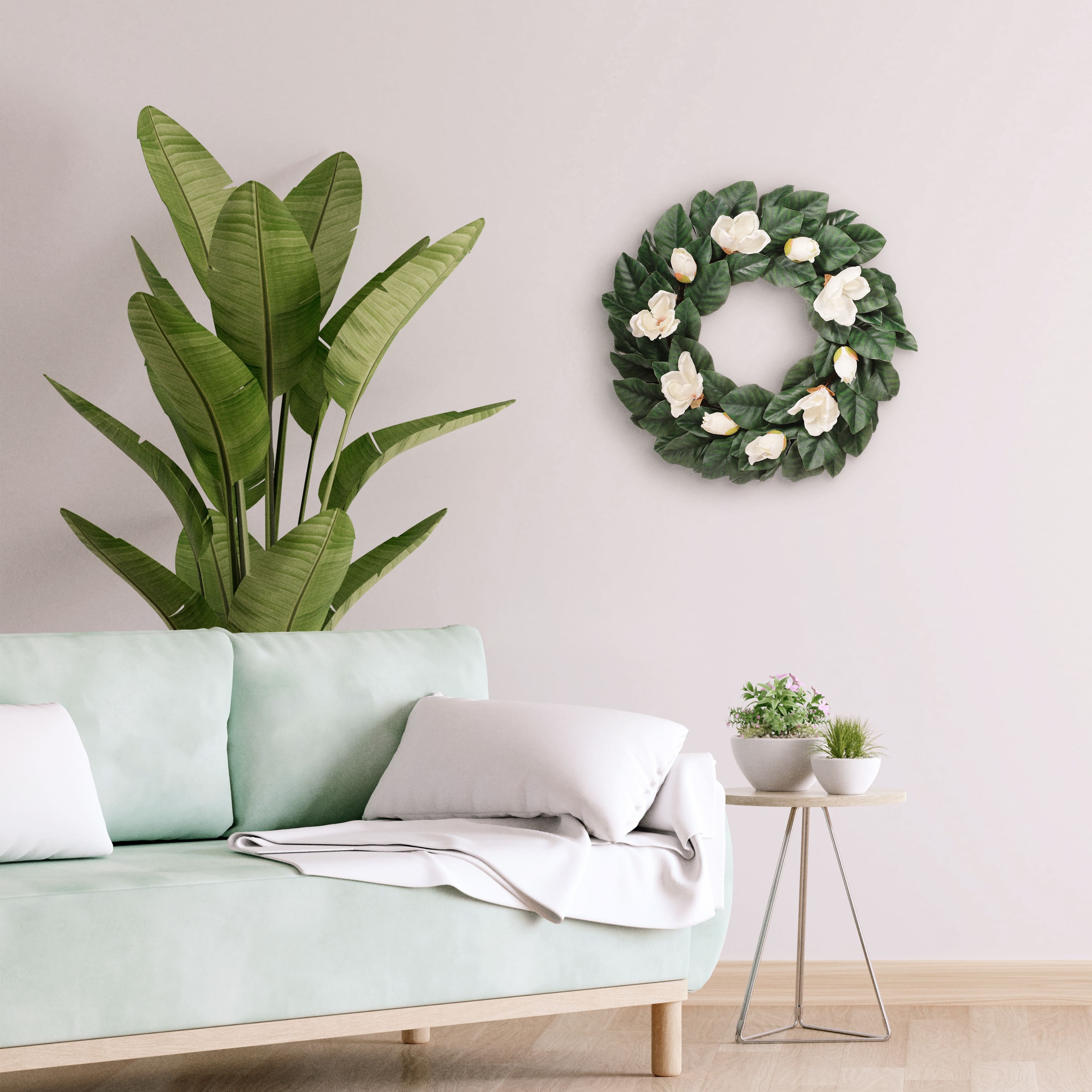 24&#x22; Cream Spring Magnolia Wreath