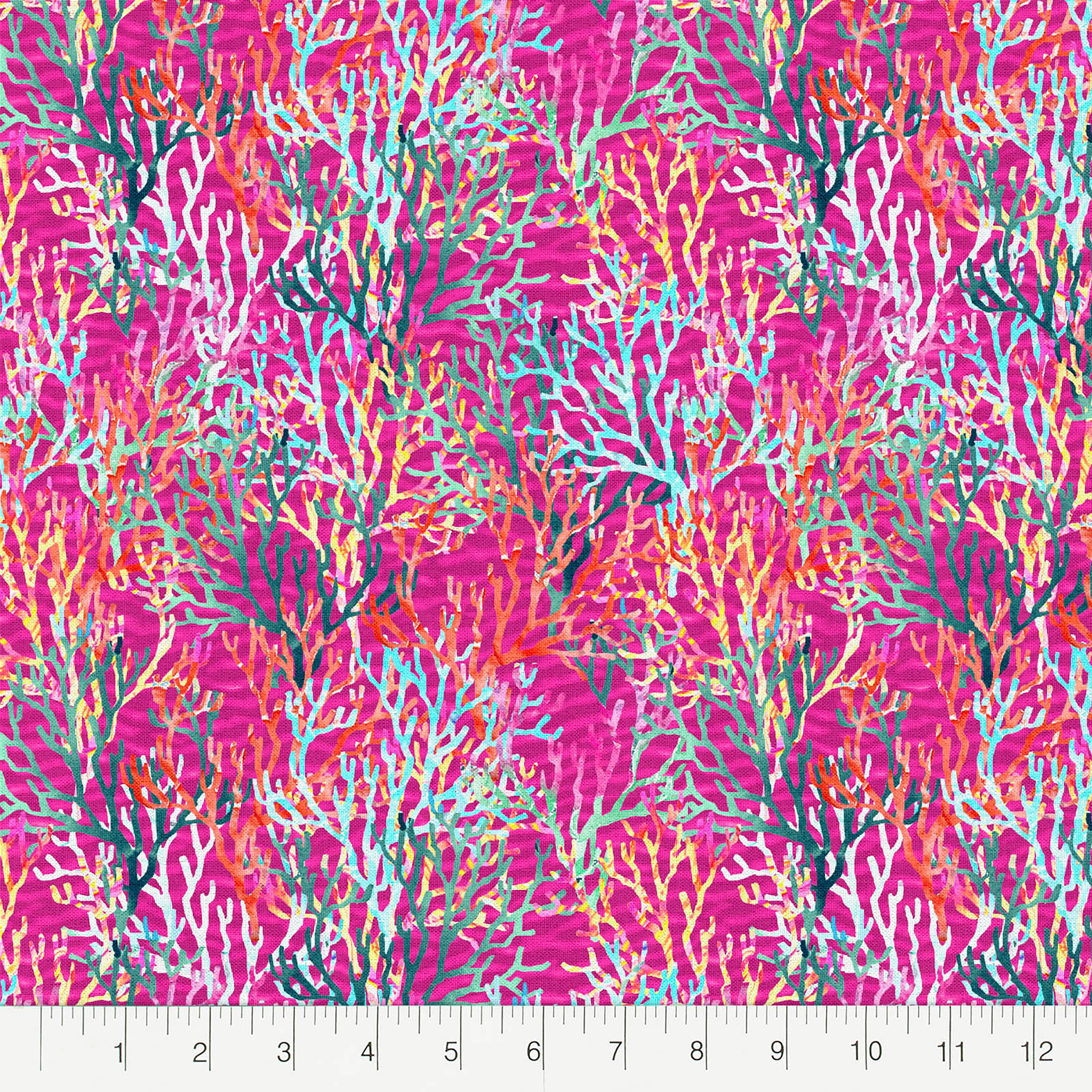 Fabric Editions Pink Deep Sea Coral Cotton Fabric