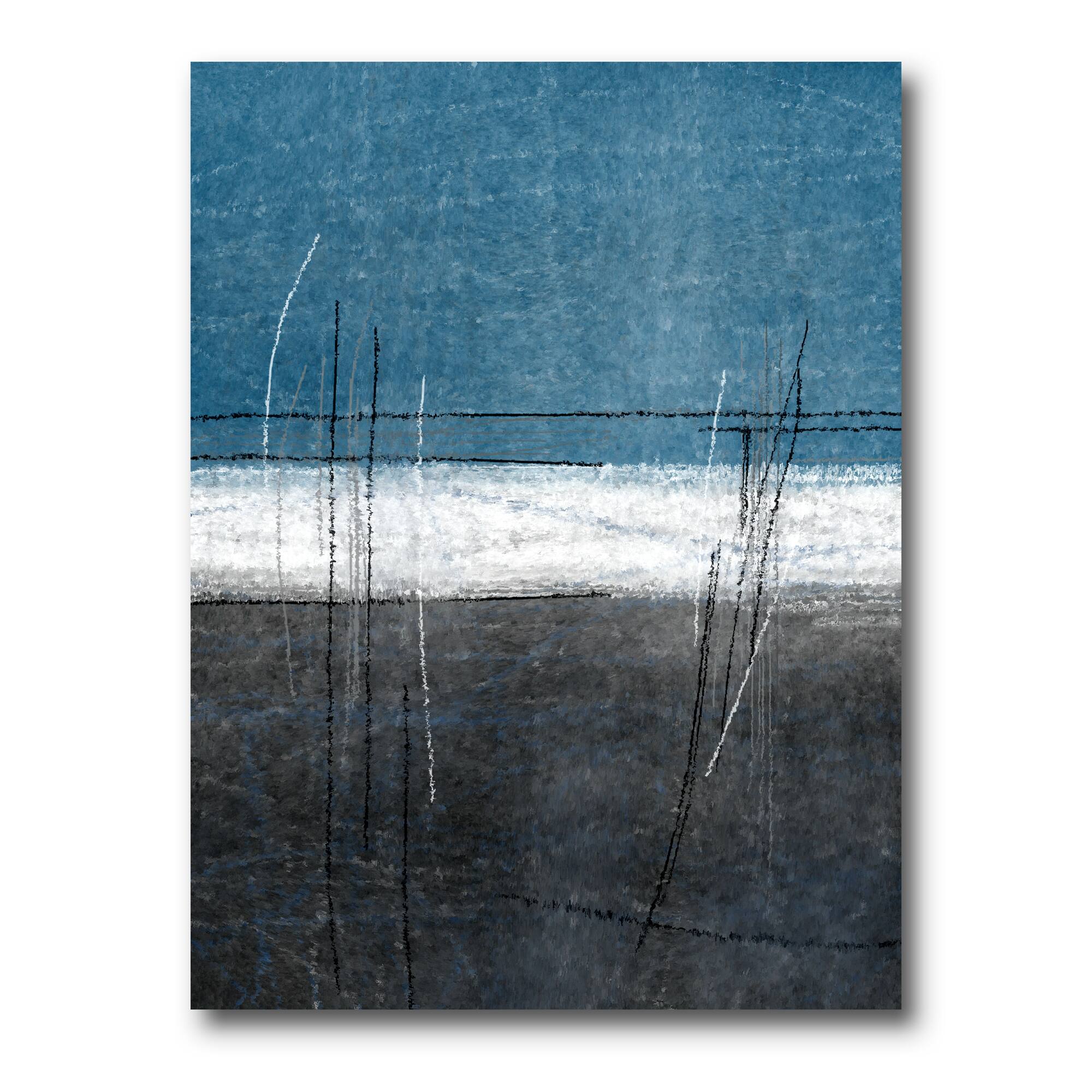 Designart - Teal Meets Grey Abstract Art - Modern Canvas Wall Art Print