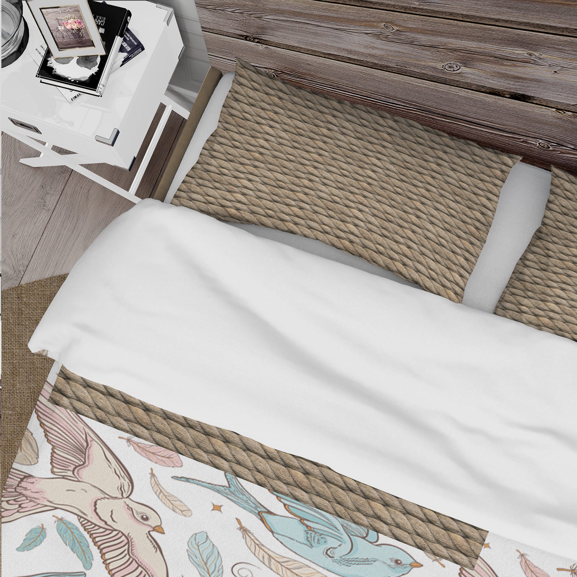 Designart &#x27;Hemp Rope&#x27; Farmhouse Bedding Set - Duvet Cover &#x26; Shams