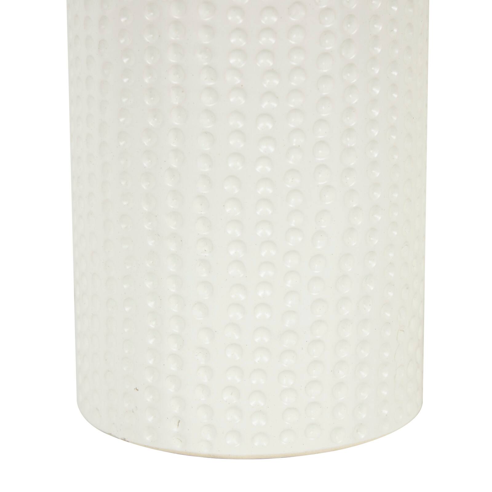 White Abstract Spotted Ceramic Pillar Candle Holder Set with Gold Leaf Accents