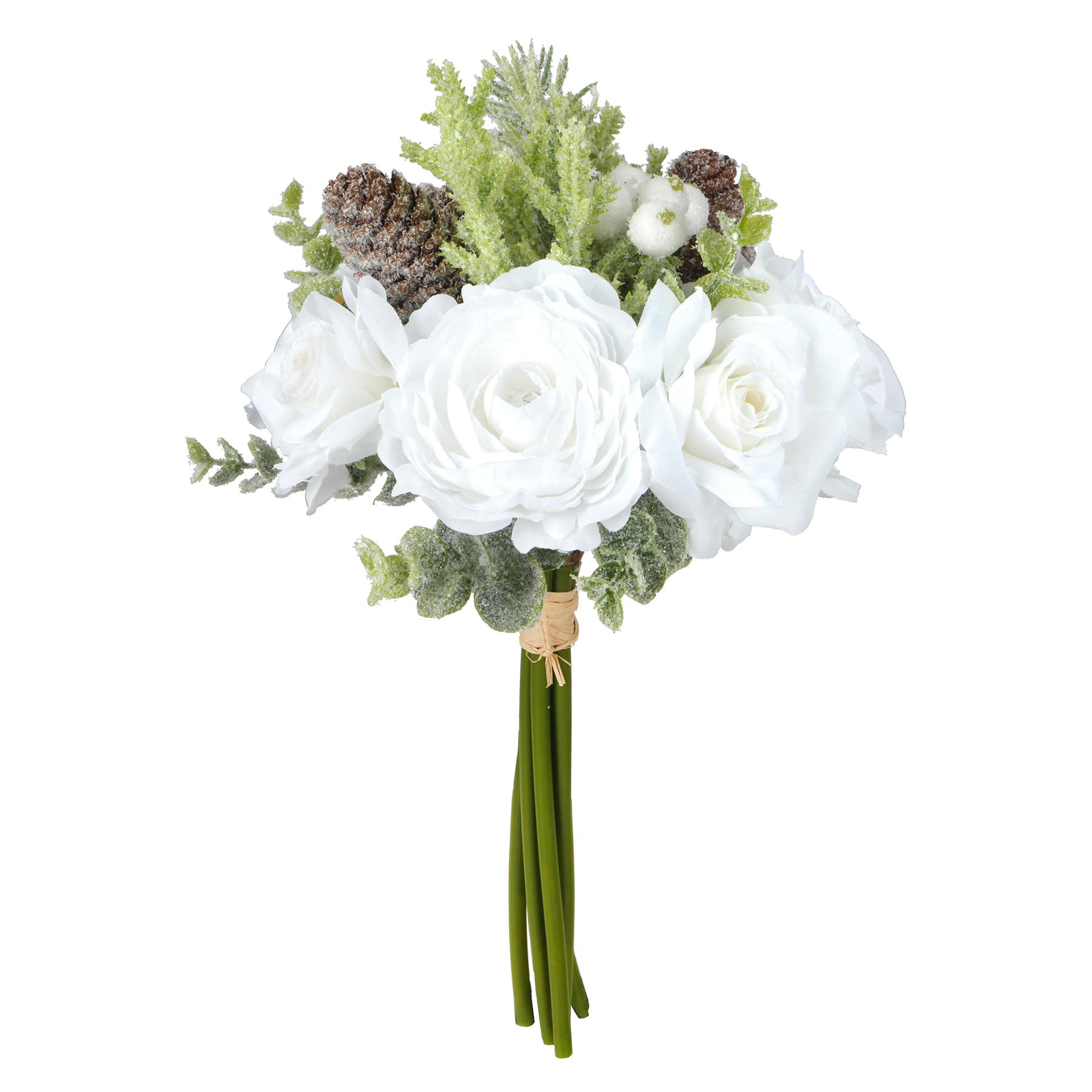 12&#x22; White Rose &#x26; Pinecone Bouquet by Ashland&#xAE;