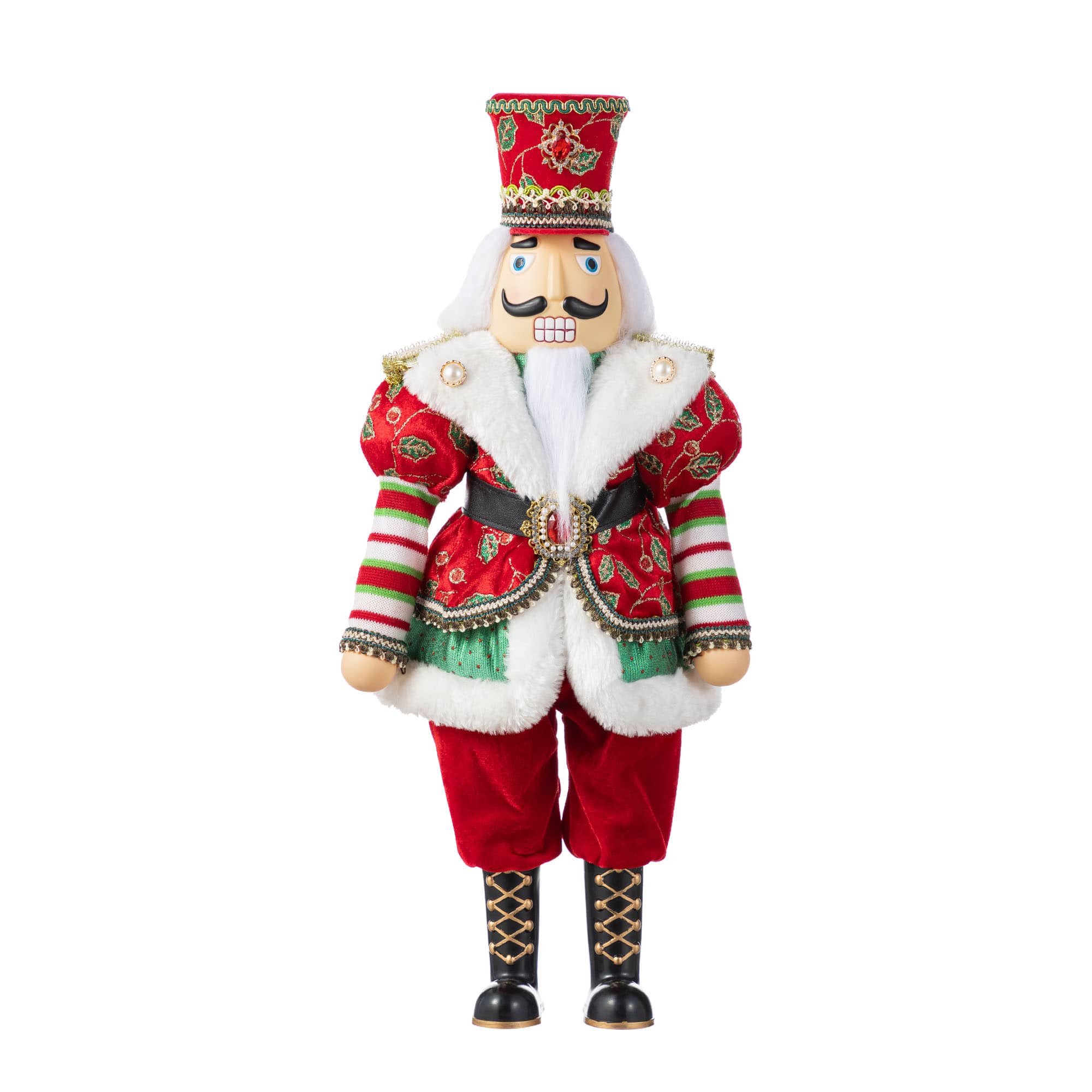 Glitzhome&#xAE; 20&#x22;H Faux Fur Christmas Nutcracker Figurine