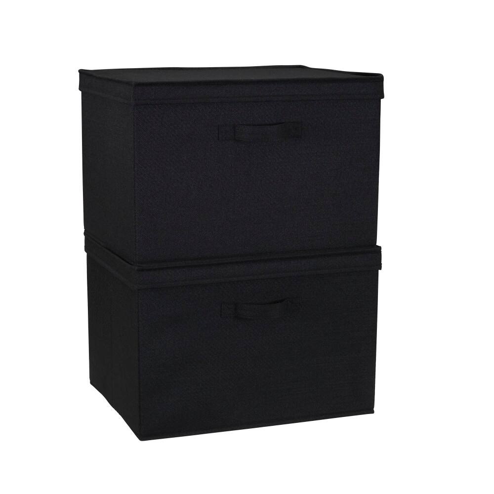 Household Essentials Canvas Storage Boxes with Lids, 2ct