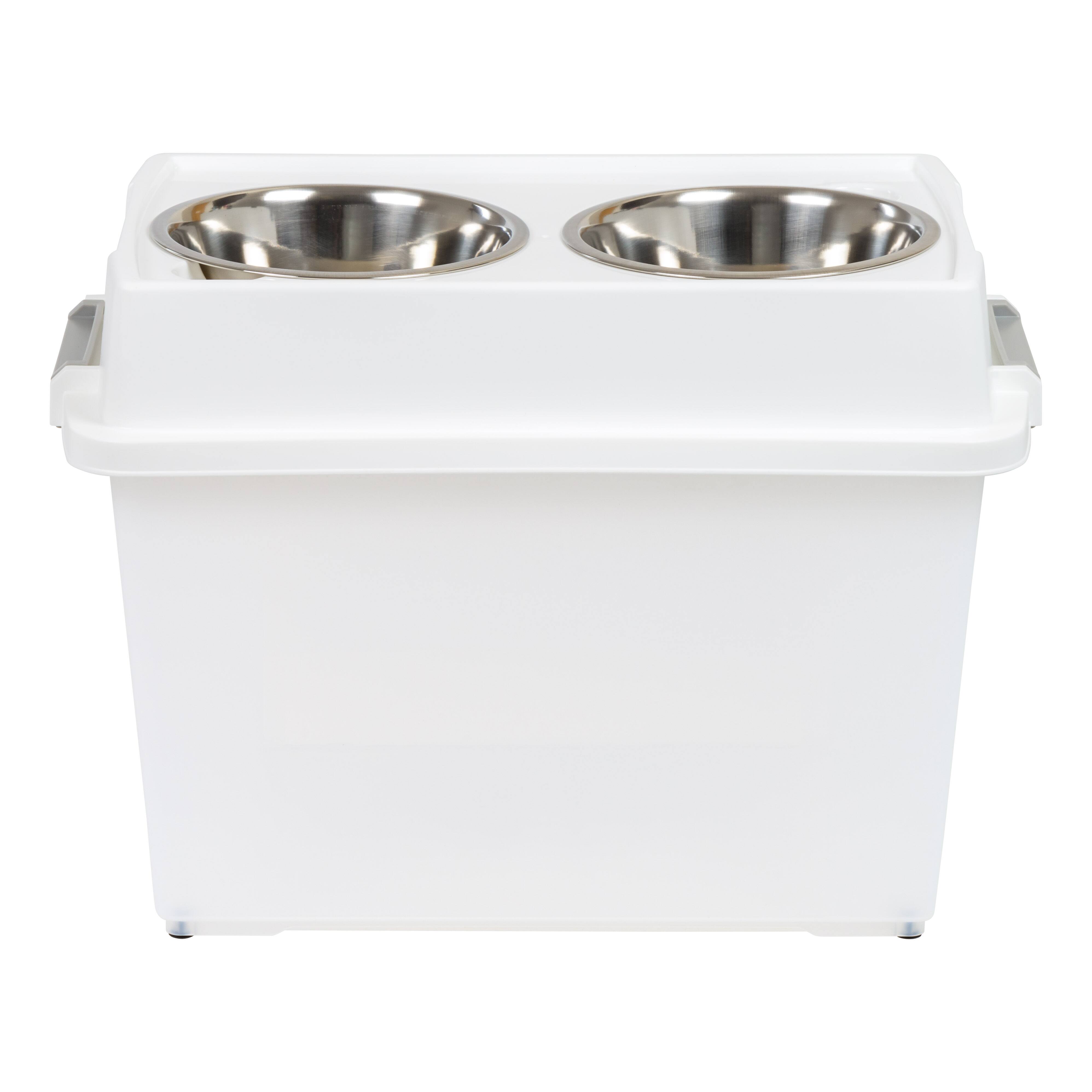 IRIS 45qt. Clear/White/Gray Airtight Elevated Feeder Storage Container