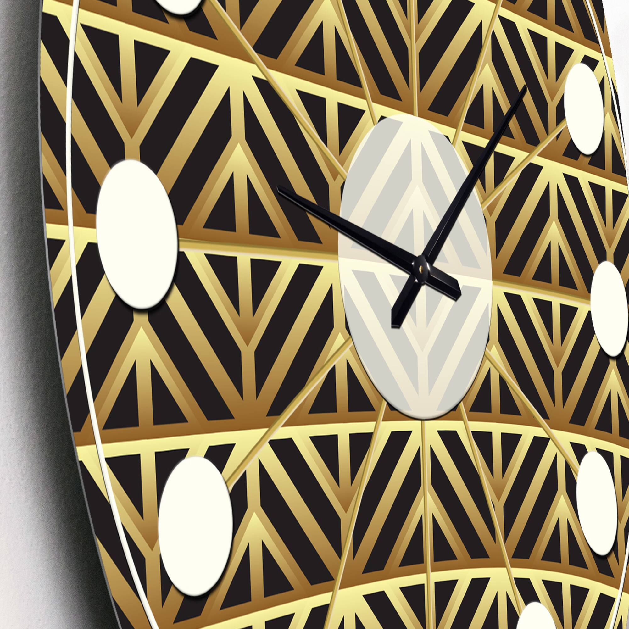 Designart 'Golden Luxury Metallic Geometrics Xiv Mid-Century Modern Wall Clock