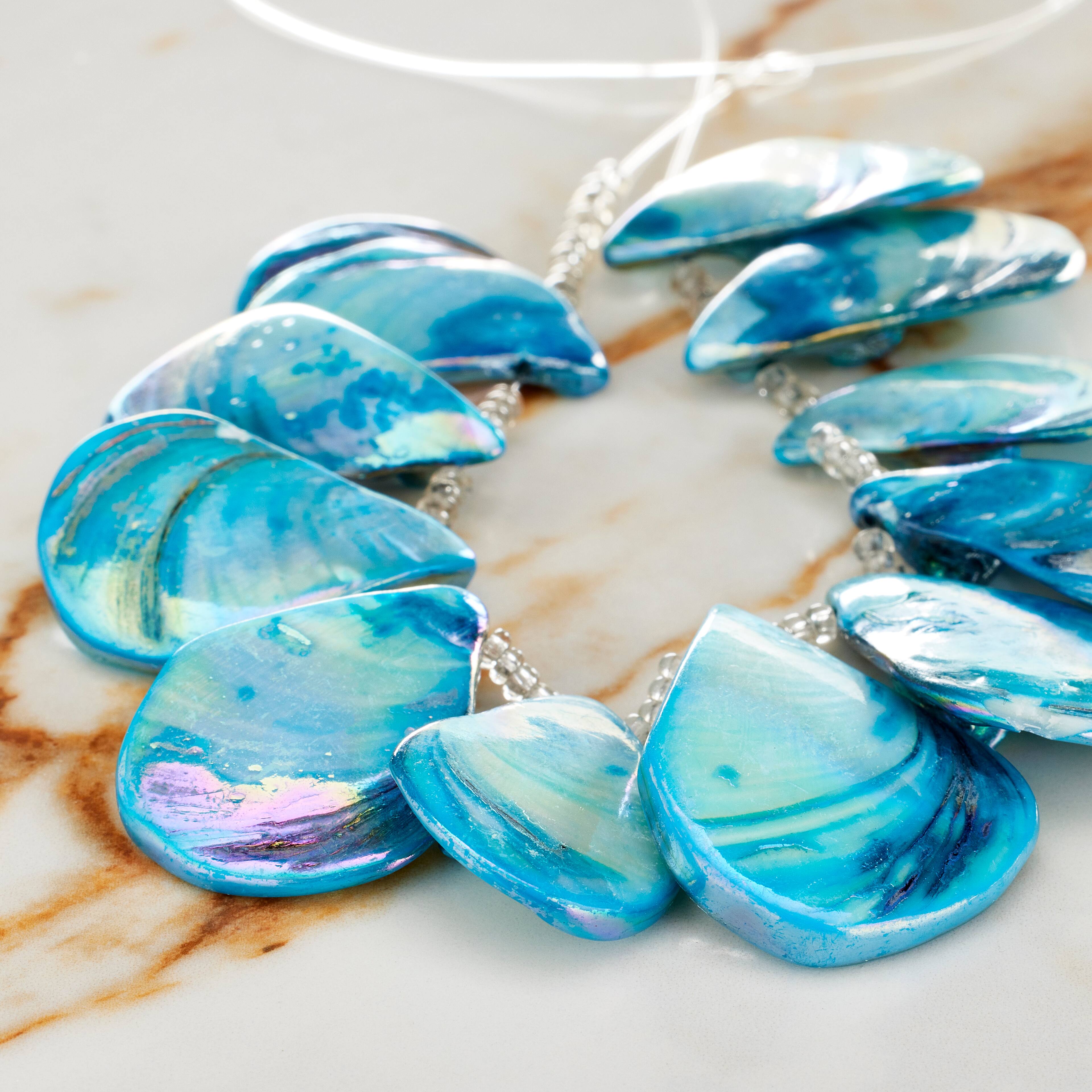 12 Pack: Teal Shell Teardrop Beads, 34mm by Bead Landing&#x2122;