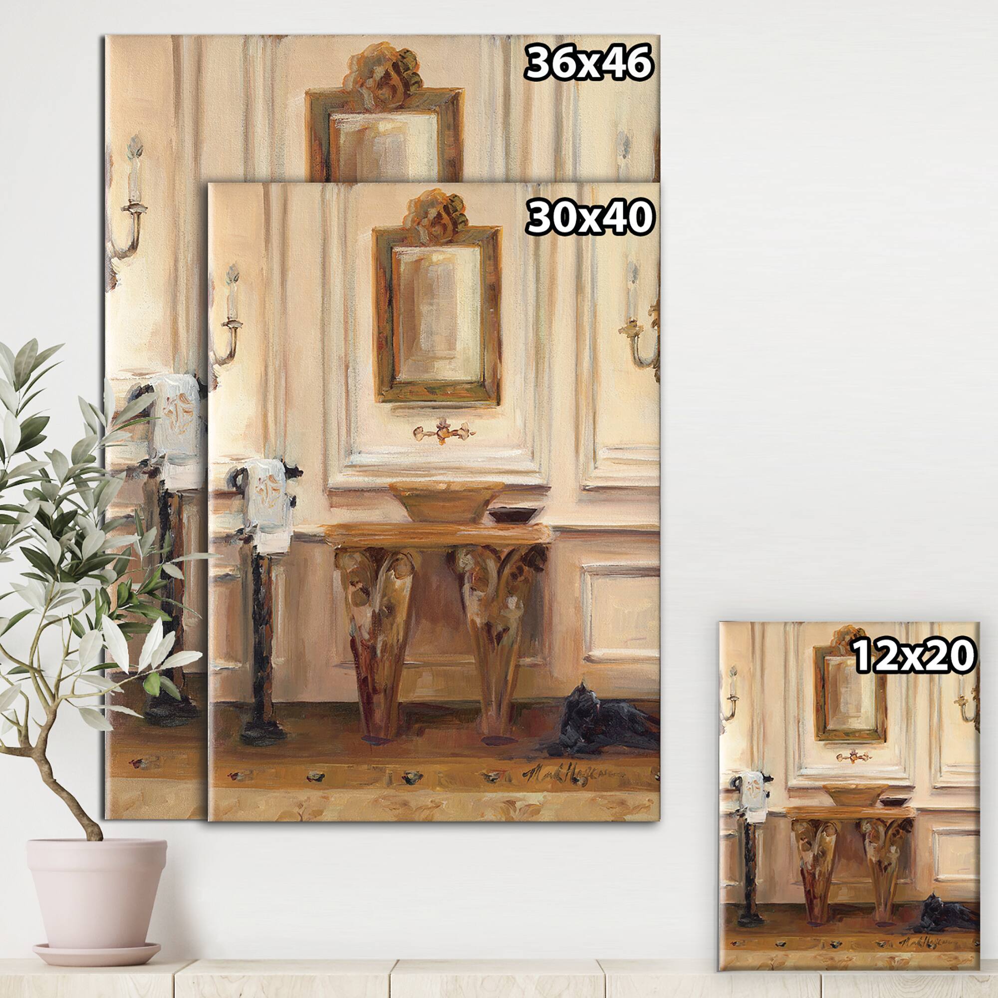 Designart - Vintage Paris Bathroom Painting - Traditional Bathroom Canvas Art