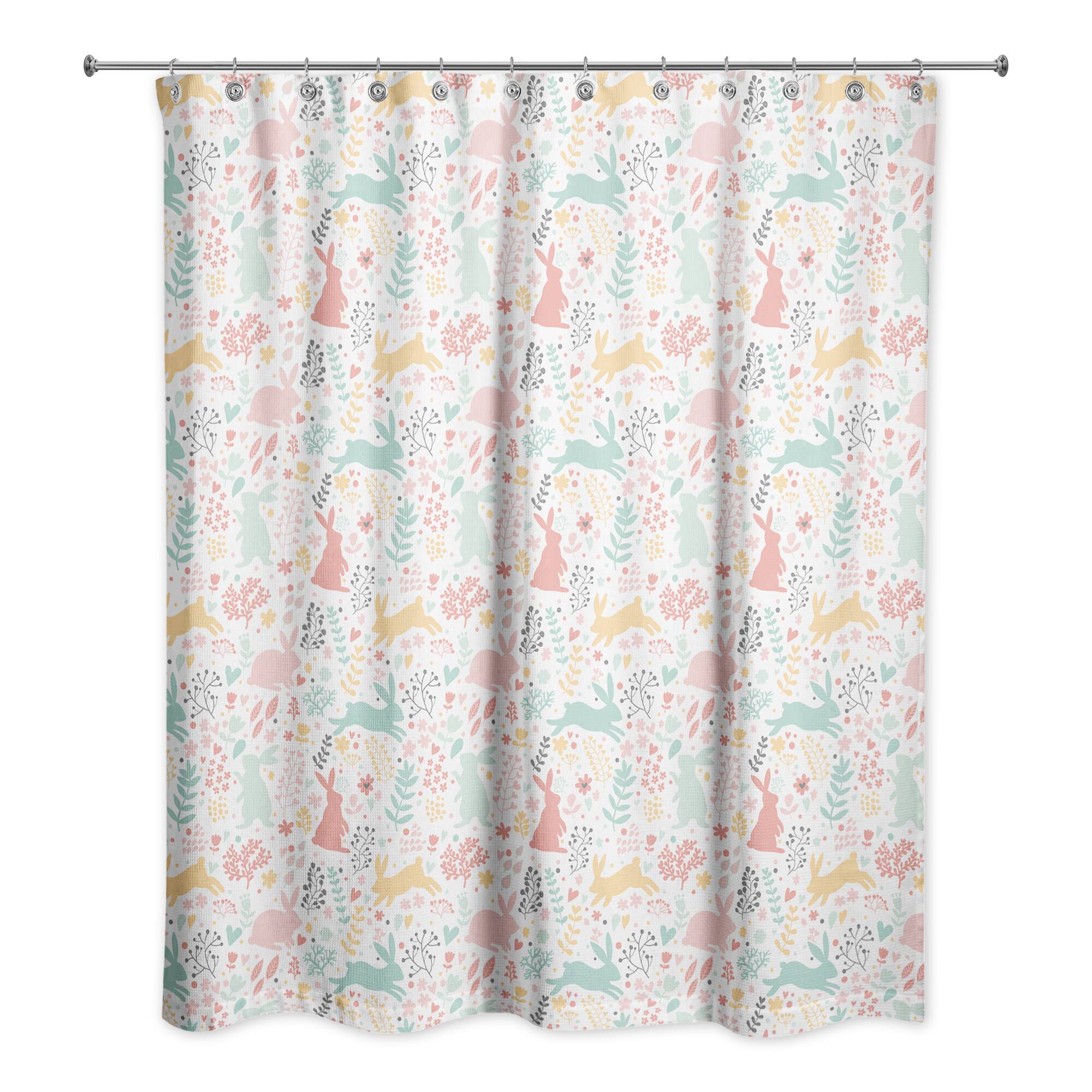 Scandinavian Bunny Pattern 71&#x22; x 74&#x22; Shower Curtain