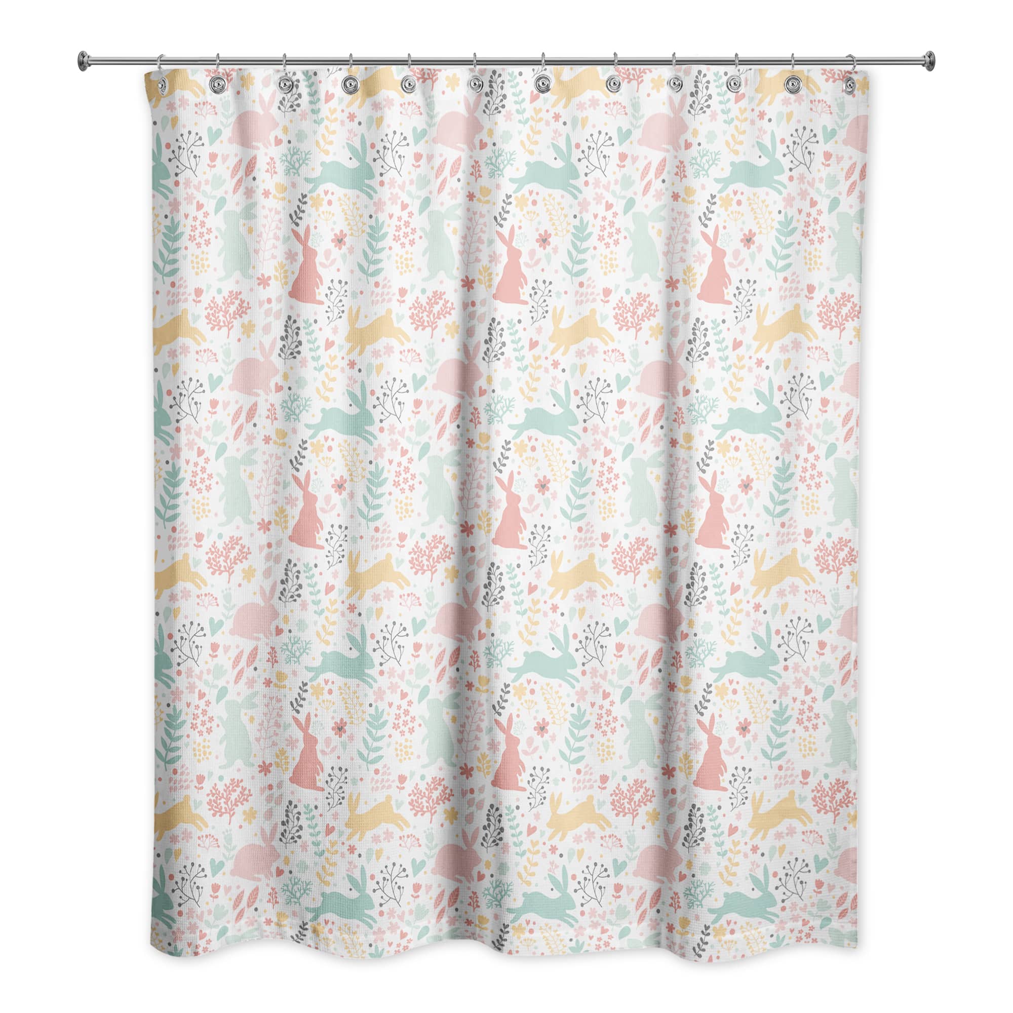 Scandinavian Bunny Pattern 71" x 74" Shower Curtain