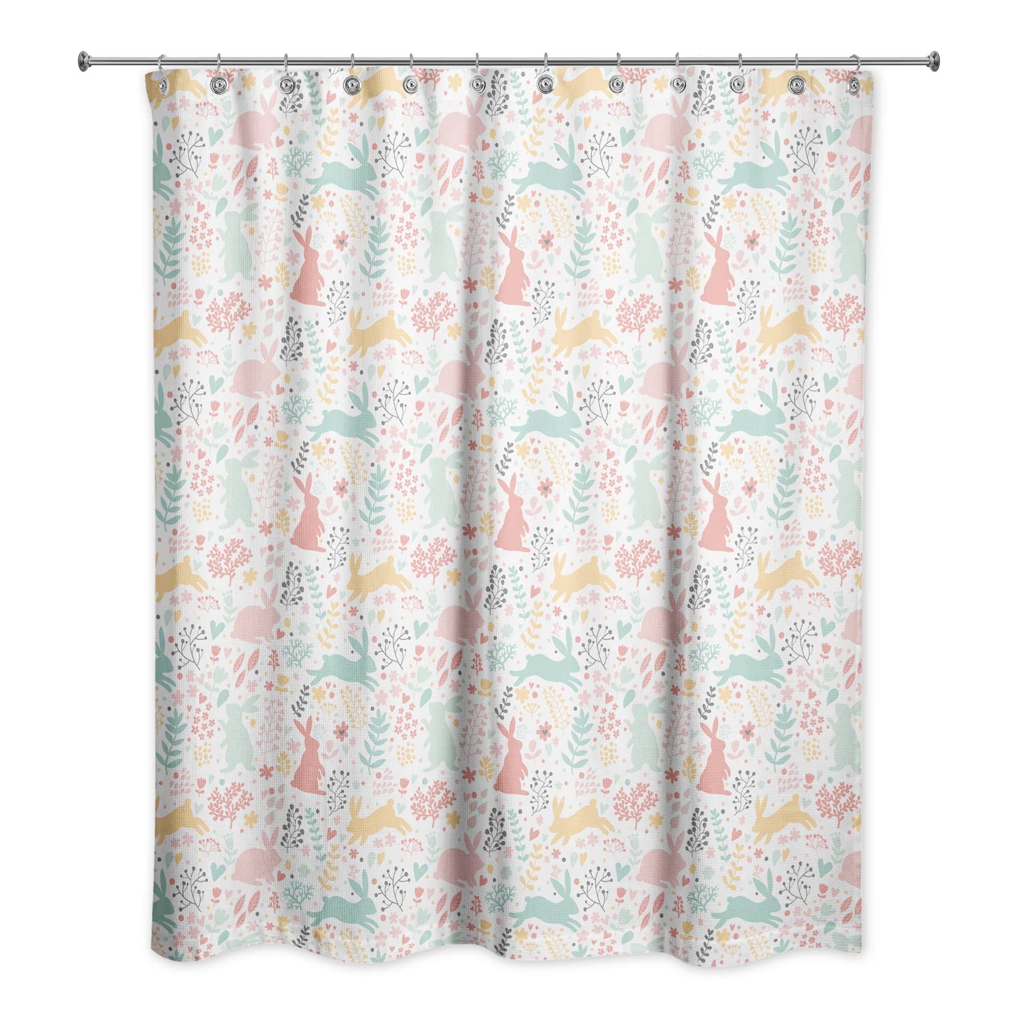 Scandinavian Bunny Pattern 71&#x22; x 74&#x22; Shower Curtain