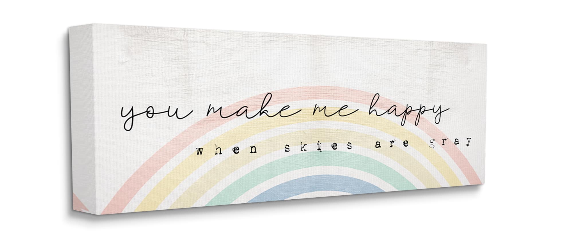 Stupell Industries You Make Me Happy Quote Rustic Rainbow Arches Canvas Wall Art
