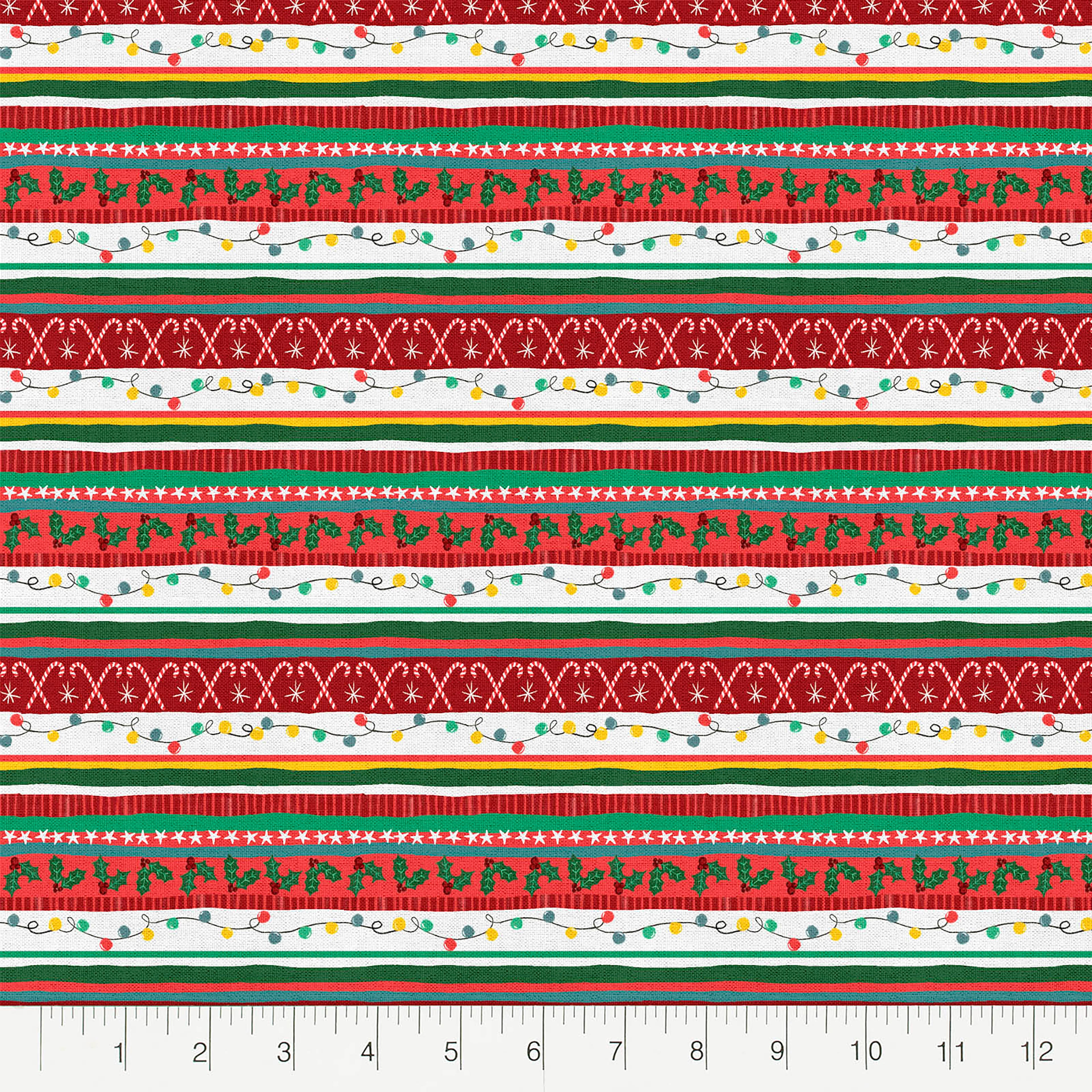Fabric Editions Multicolor Holiday Tinsel Stripe Cotton Fabric