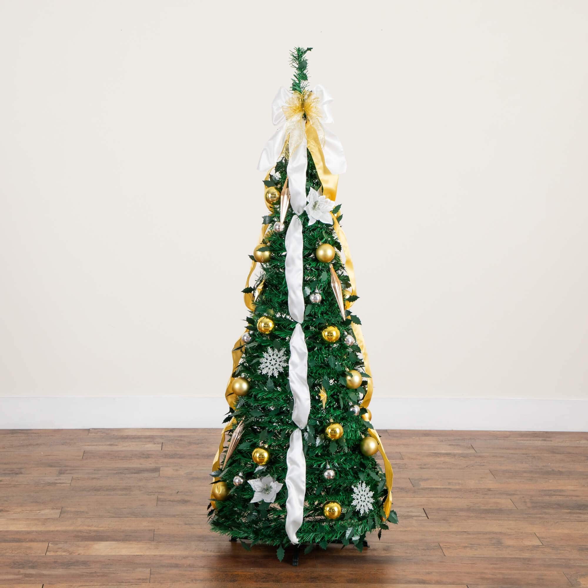 5ft. Pre-Lit Pop-Up Green Artificial Christmas Tree, Warm White LED Lights