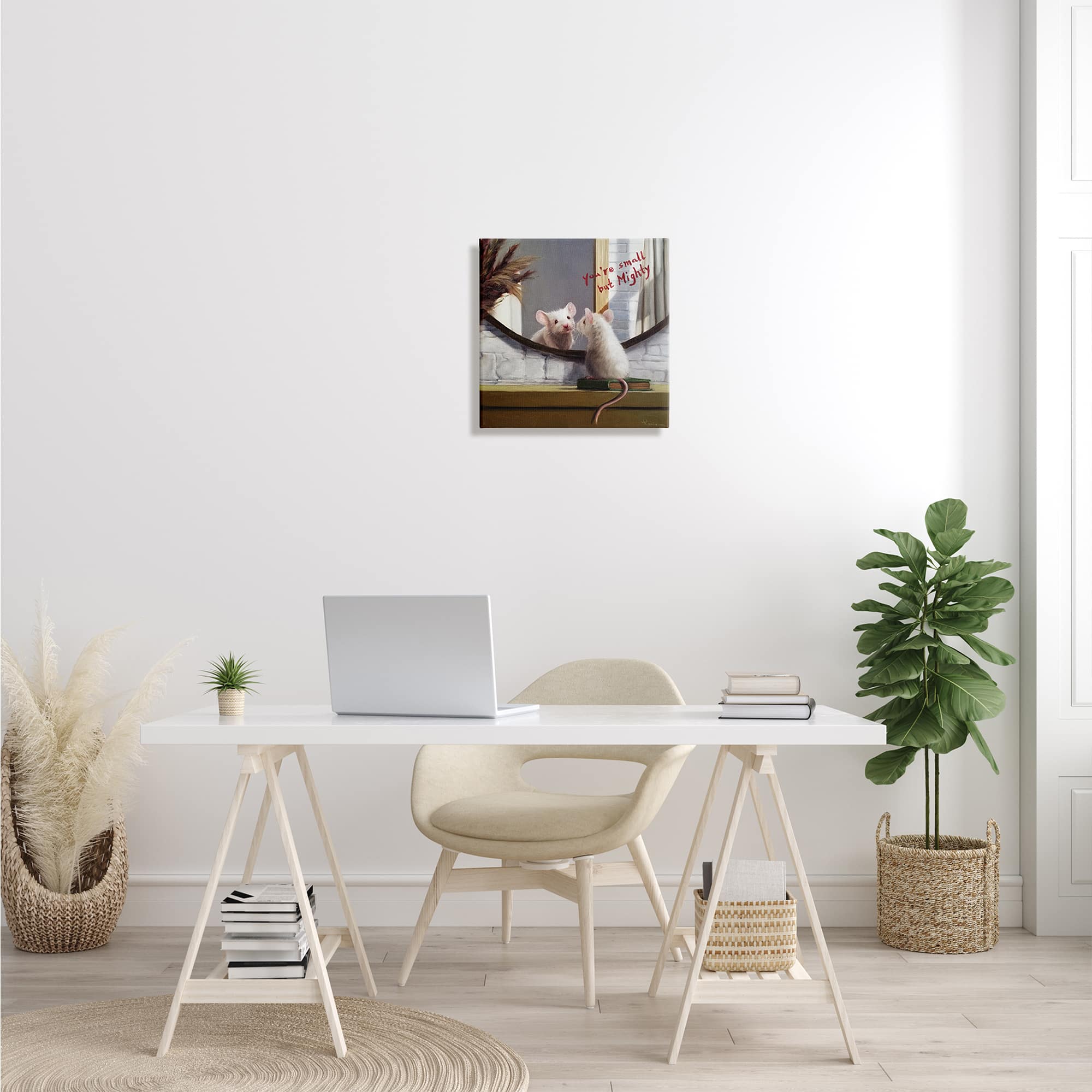 Stupell Industries Small but Mighty Sentiments Adorable Mouse in Mirror Canvas Wall Art