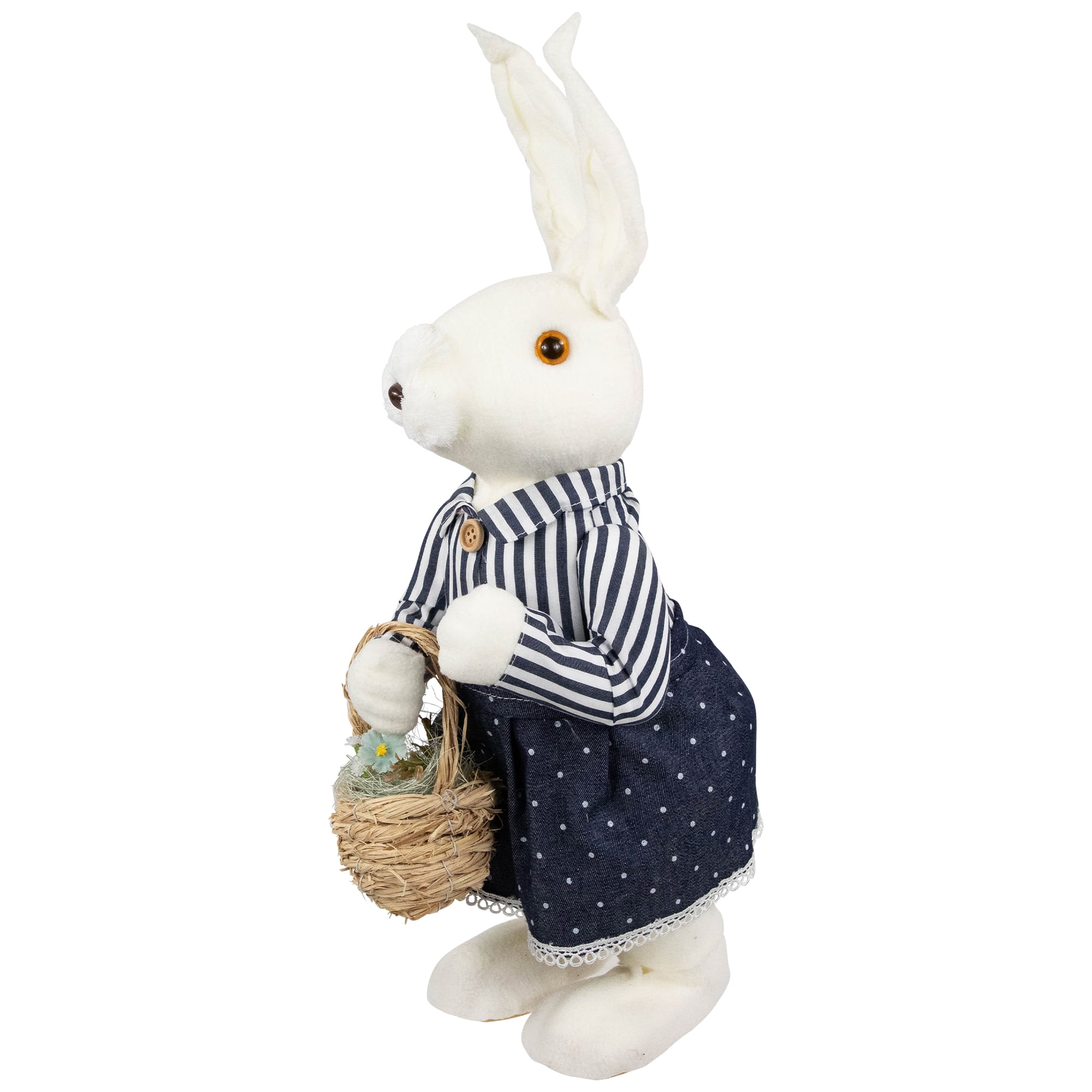 19" Navy Blue Standing Girl Bunny with Basket Easter Figure
