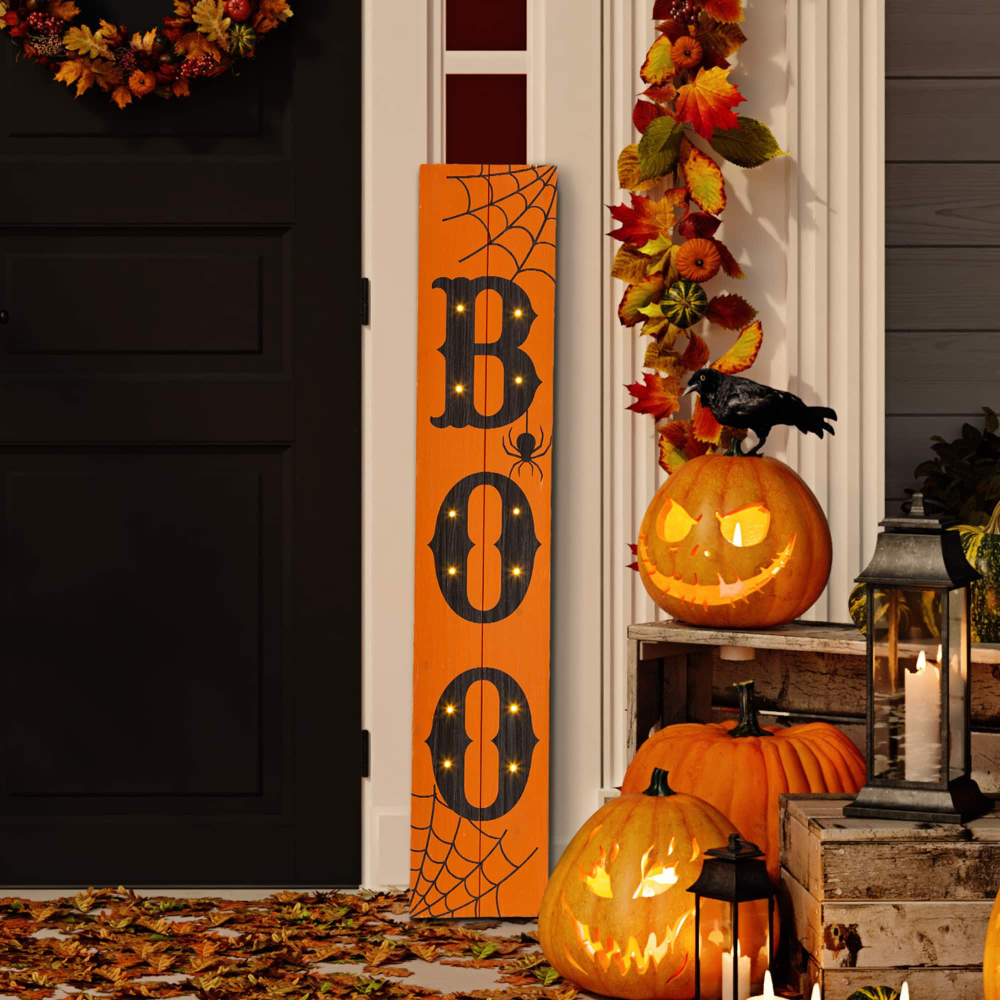 Glitzhome&#xAE; 42&#x22; Lighted Halloween BOO Porch Sign