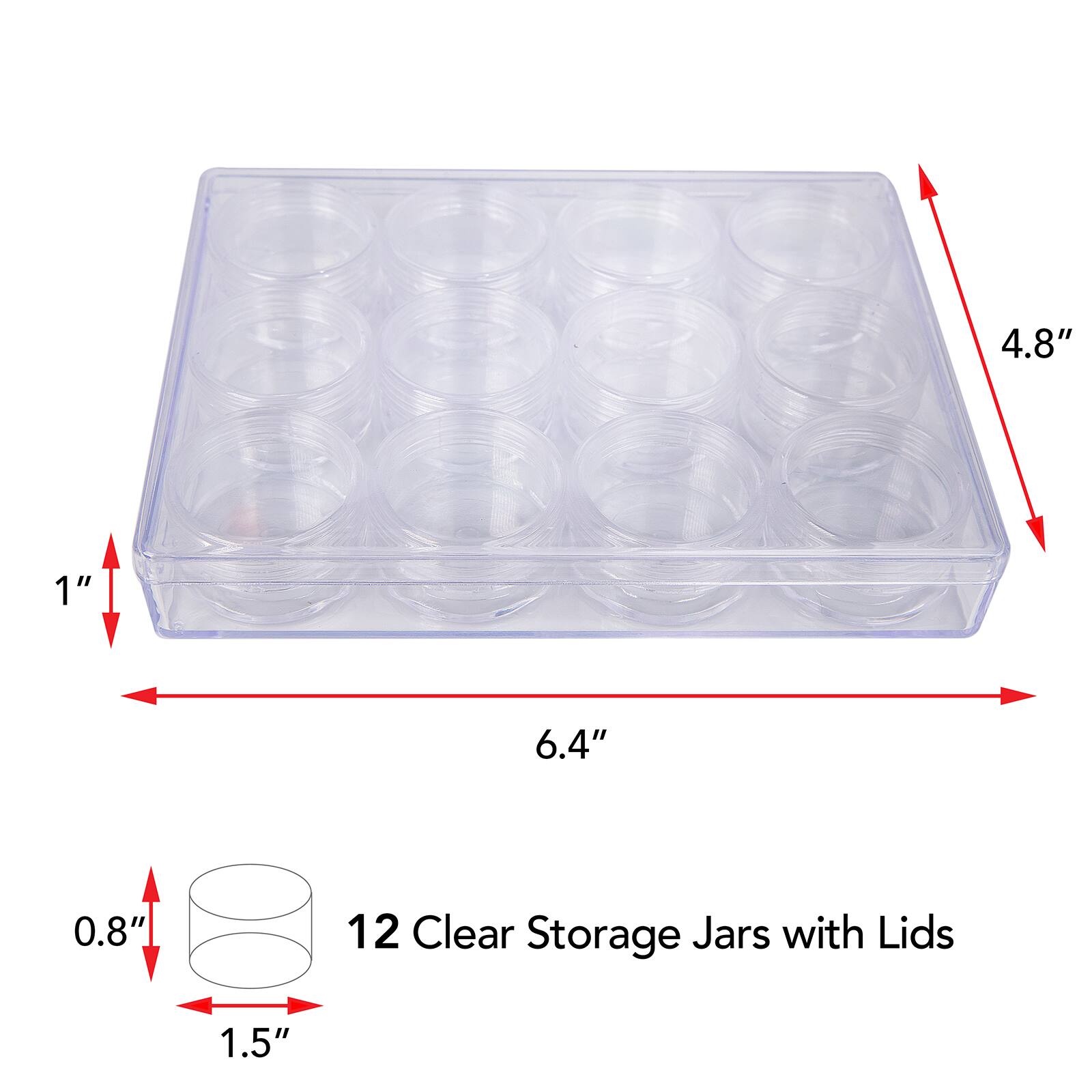 The Beadsmith® 6.5'' x 5'' x 1'' Clear Storage Box with Jars
