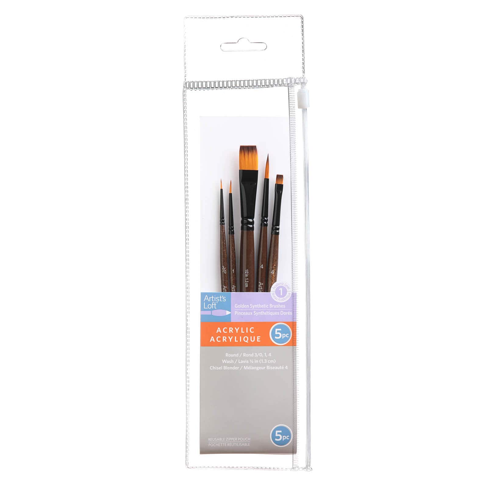 Golden Synthetic Acrylic 5 Piece Round & Wash Brush Set by Artist's Loft™