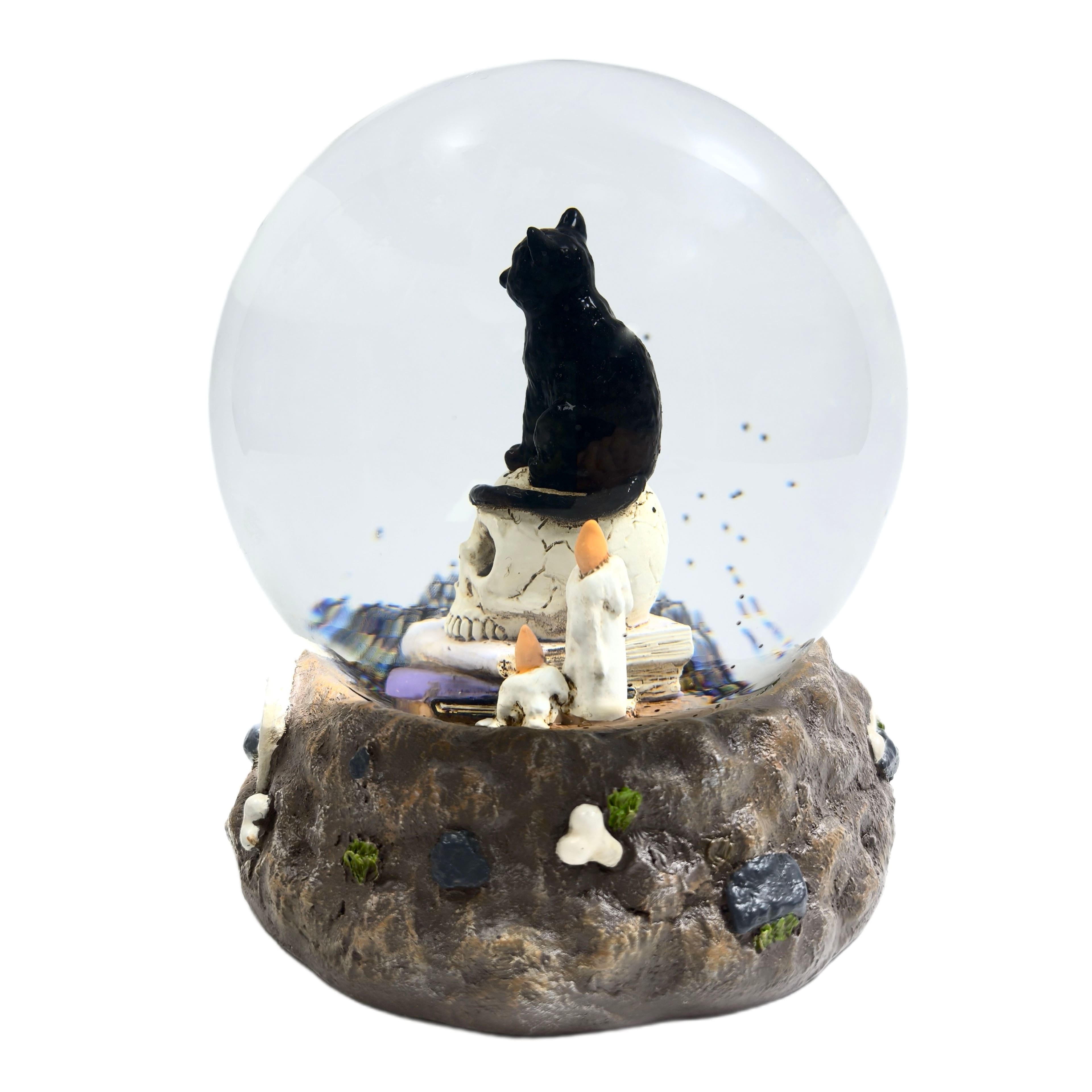 5.5&#x22; Black Cat on Skull Water Globe by Ashland&#xAE;