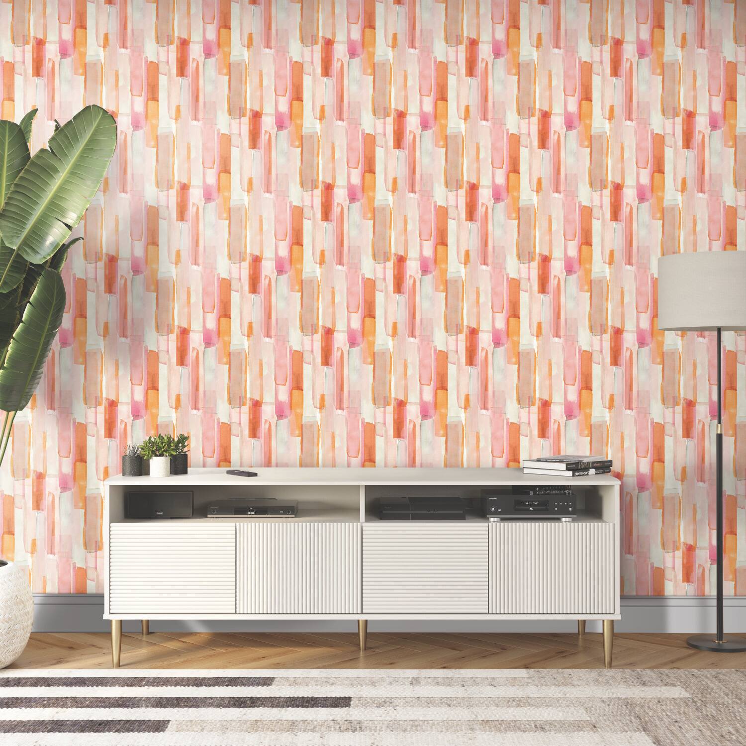 RoomMates Mr. Kate Pink Watercolor Glass Peel & Stick Wallpaper
