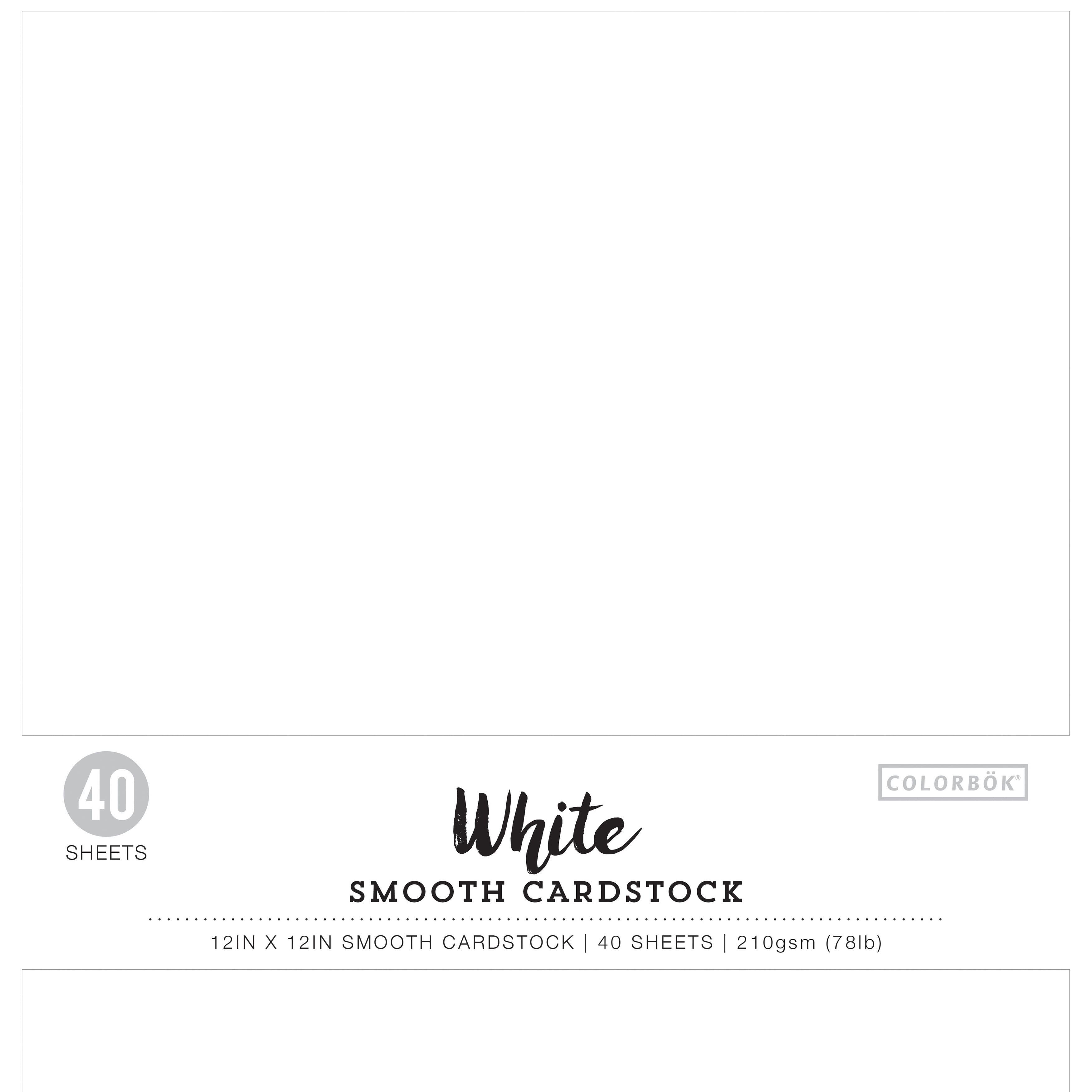 Colorbok 78lb Smooth Cardstock 12x12 40 Pkg White
