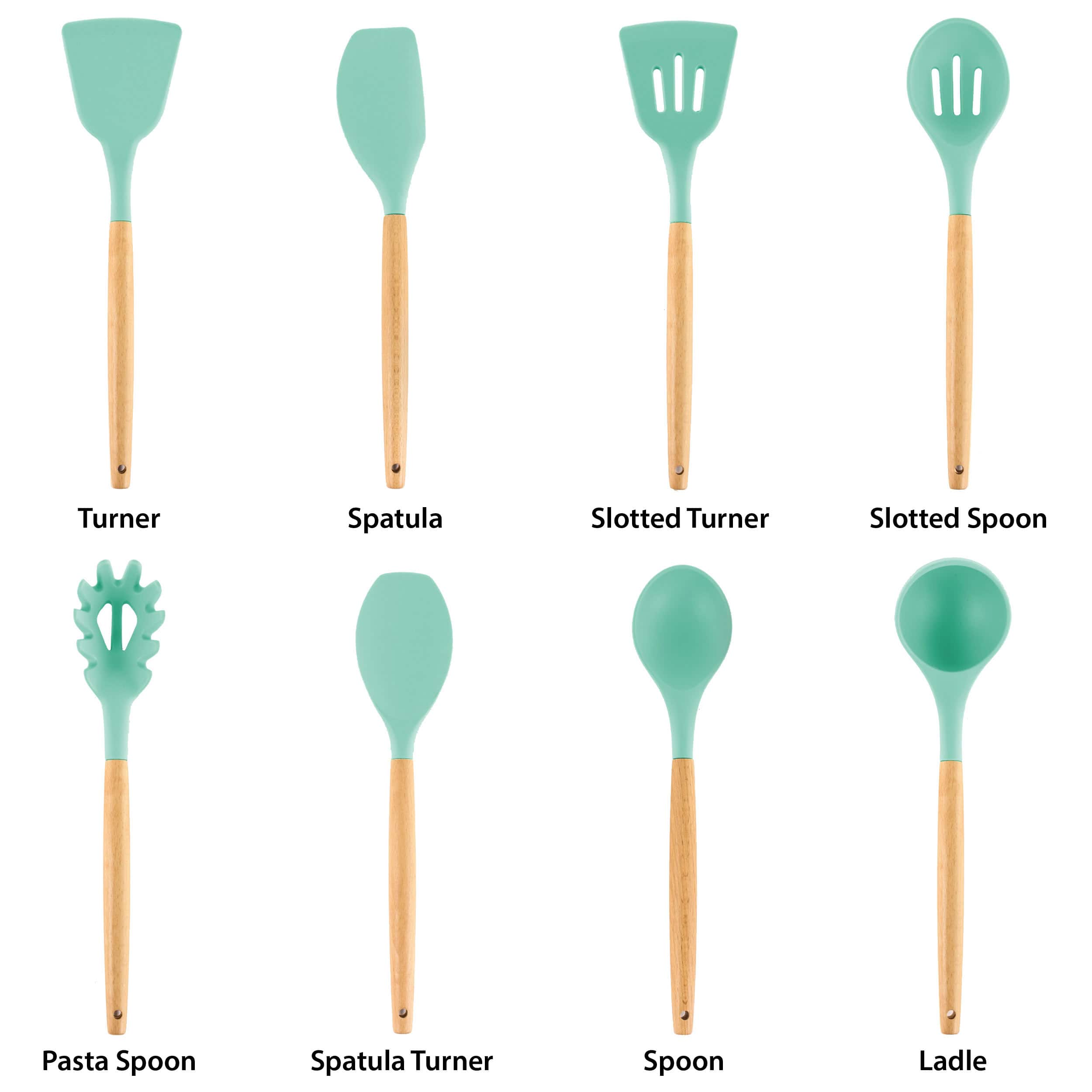 MegaChef Mint Silicone & Wood Cooking Utensils Set, 9ct.