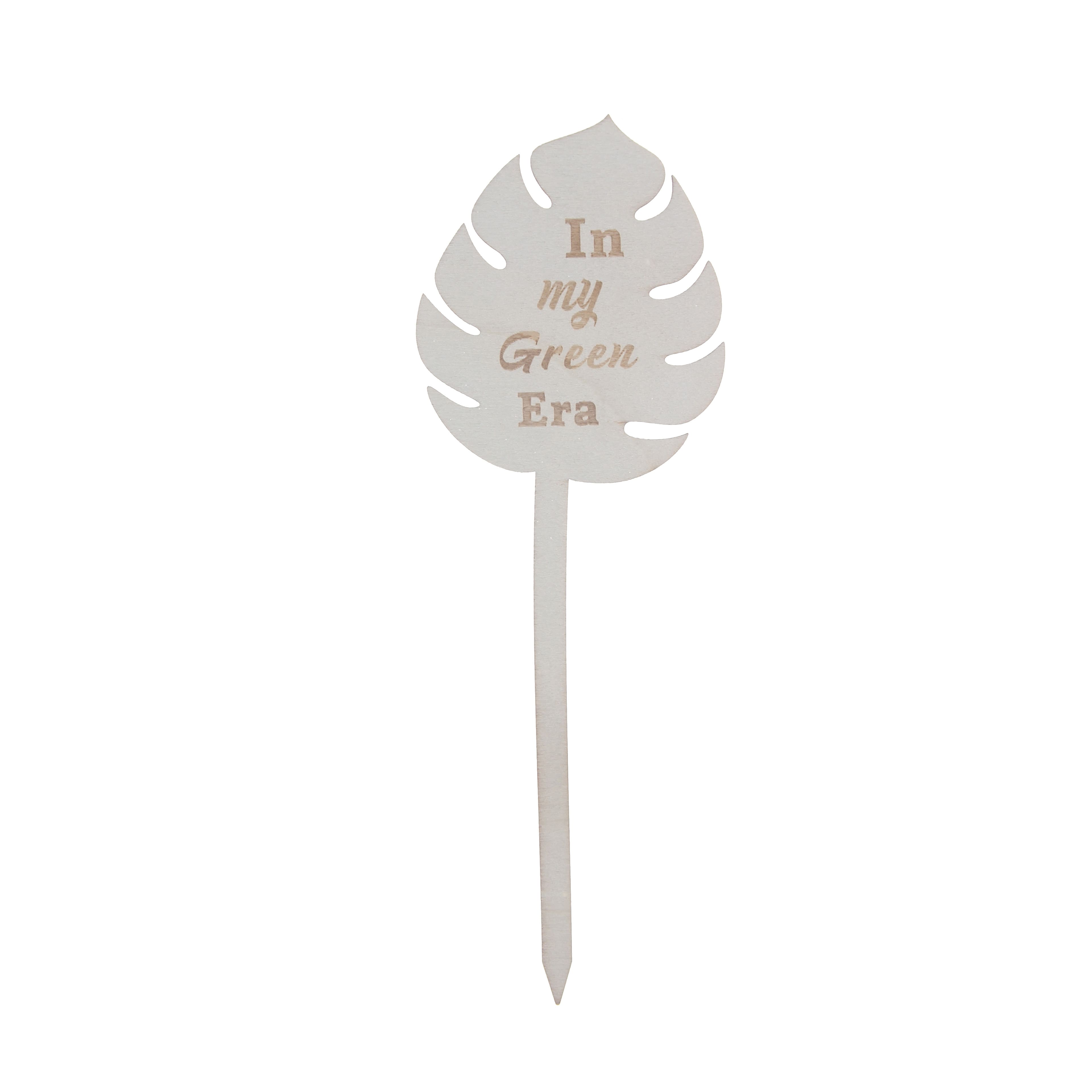 7.5&#x22; Unfinished In my Green Era Leaf Plywood Plant Pick by Make Market&#xAE;