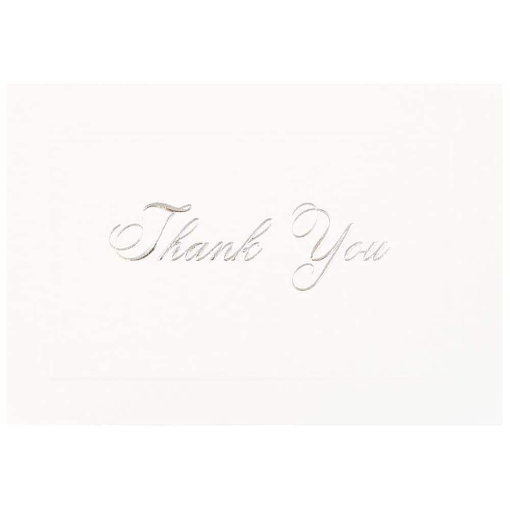 JAM Paper Thank You Card Set With Silver Script, 25ct.