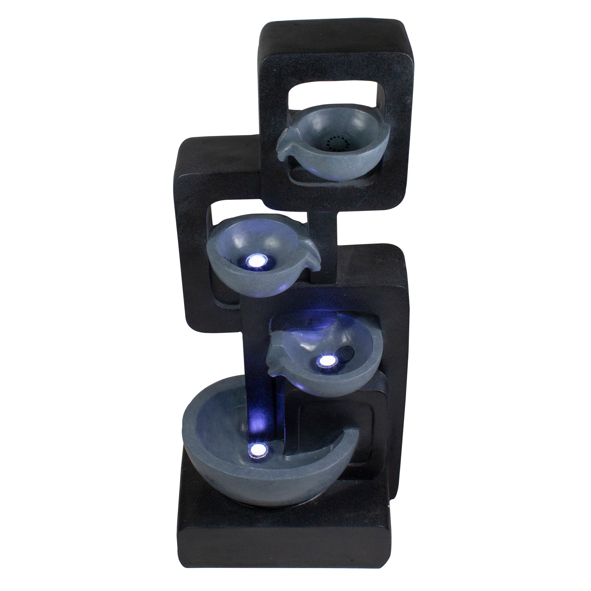 32&#x22; Black &#x26; Gray 4-tier Modern Outdoor Garden Water Fountain