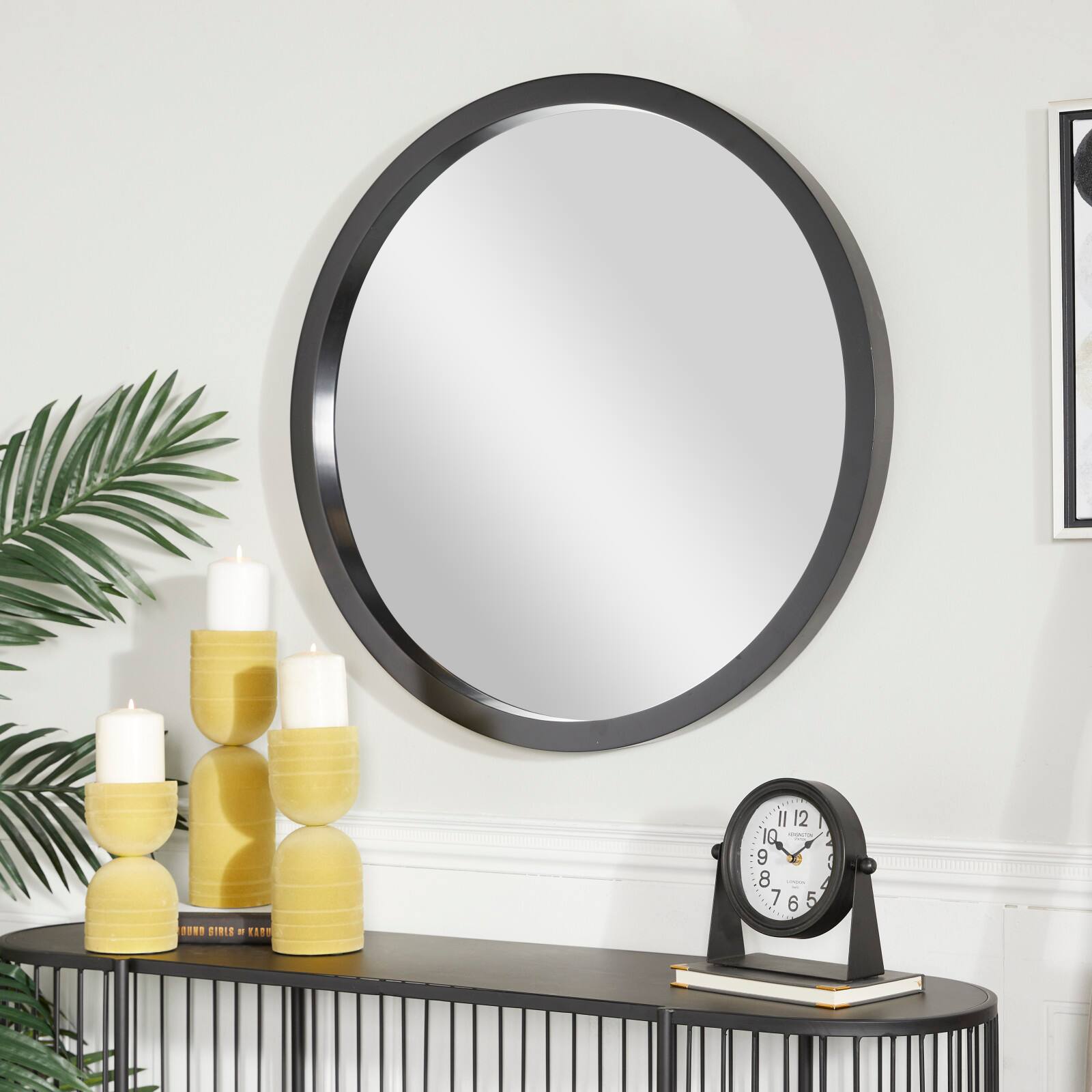 Black Contemporary Wall Mirror, 30&#x22; x 2&#x22; x 30&#x22;