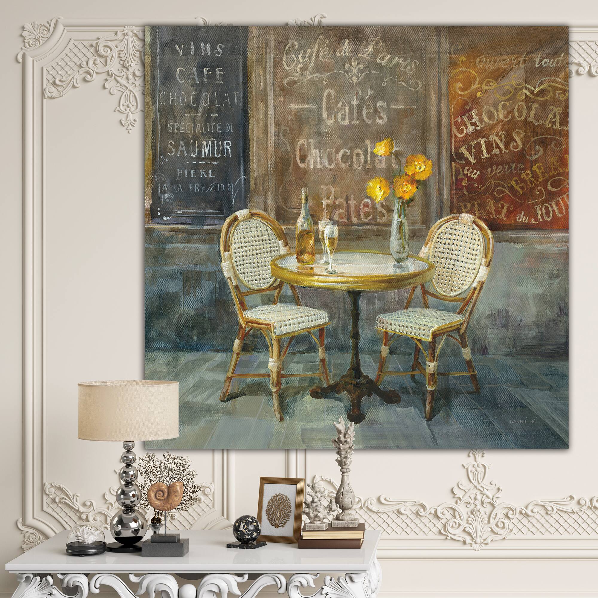 Designart - French Cafe - Traditional Canvas Artwork