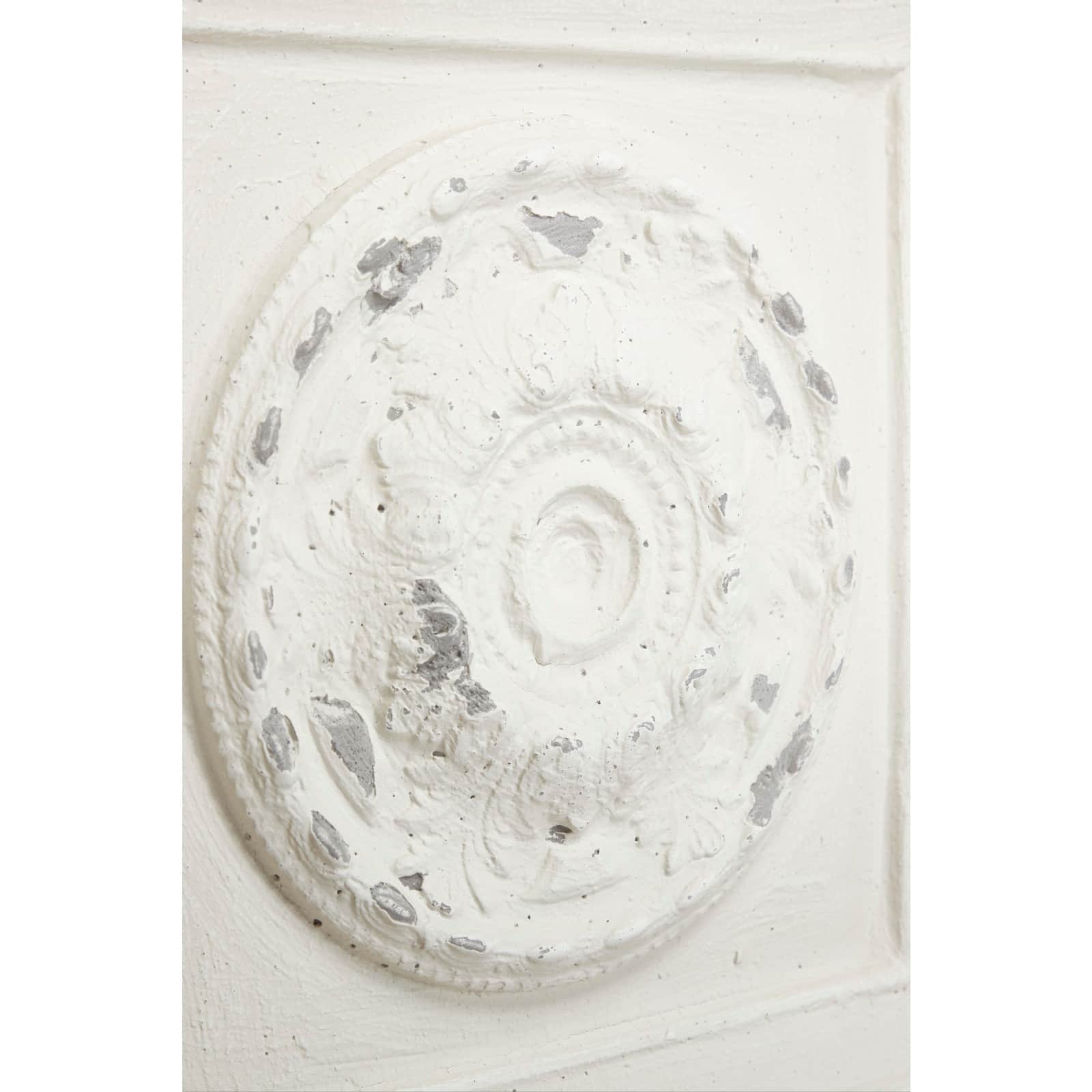 Set of 4 White Fiberglass Vintage Floral Wall Decor, 19&#x22; x 19&#x22;